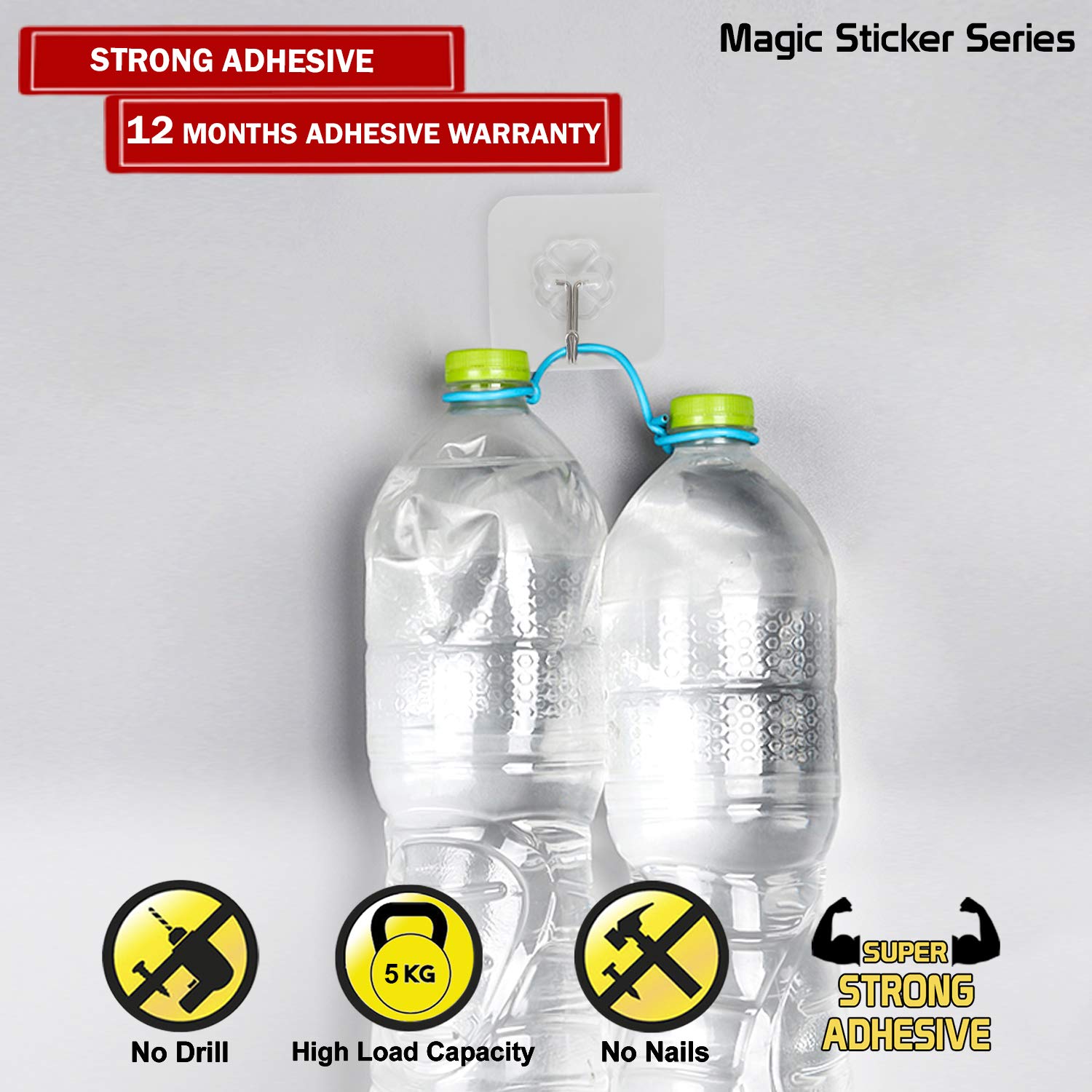 HOKIPO Magic Sticker Hooks - No Drill! -2