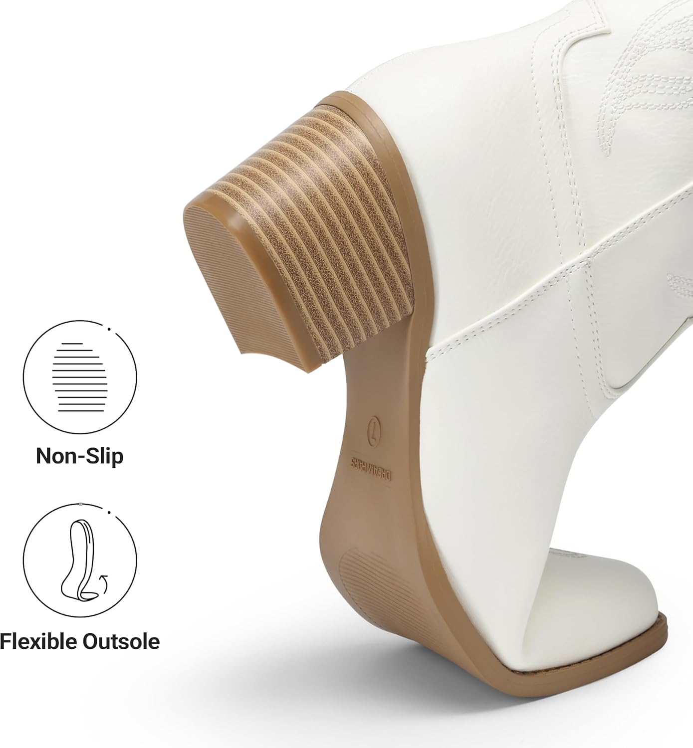 DREAM PAIRS Womens Cowboy Boots Western Comfortable Chunky Heel Square Toe Embroidered Cowgirl Knee High Boots - Image 6