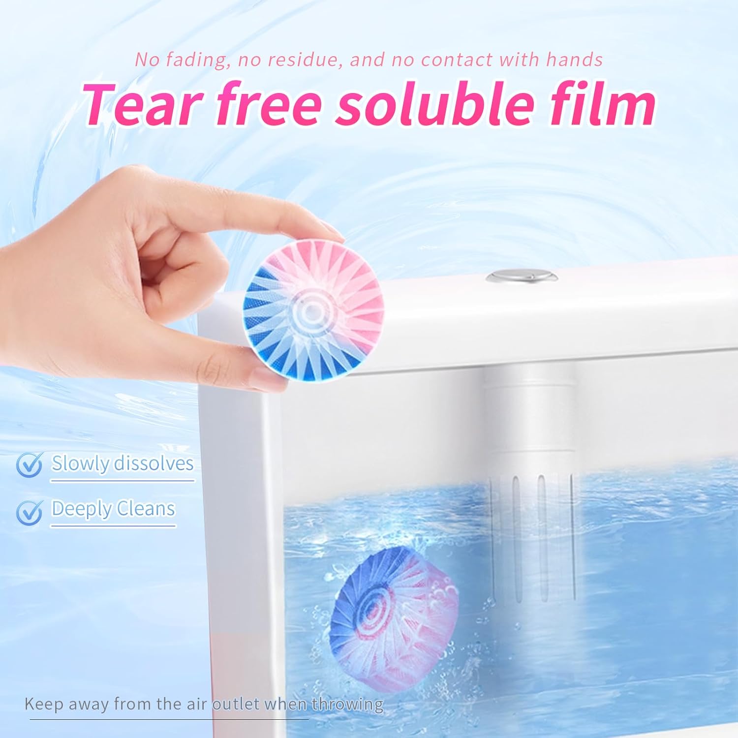 Automatic Toilet Bowl Cleaner Tablets, 30-Pack Long-Lasting Toilet Tank Cleaner for Bathroom, Blue Water Freshener, Prevents Stains & Odor, Safe for All Toilets (30, Blue and Pink) - Image 5