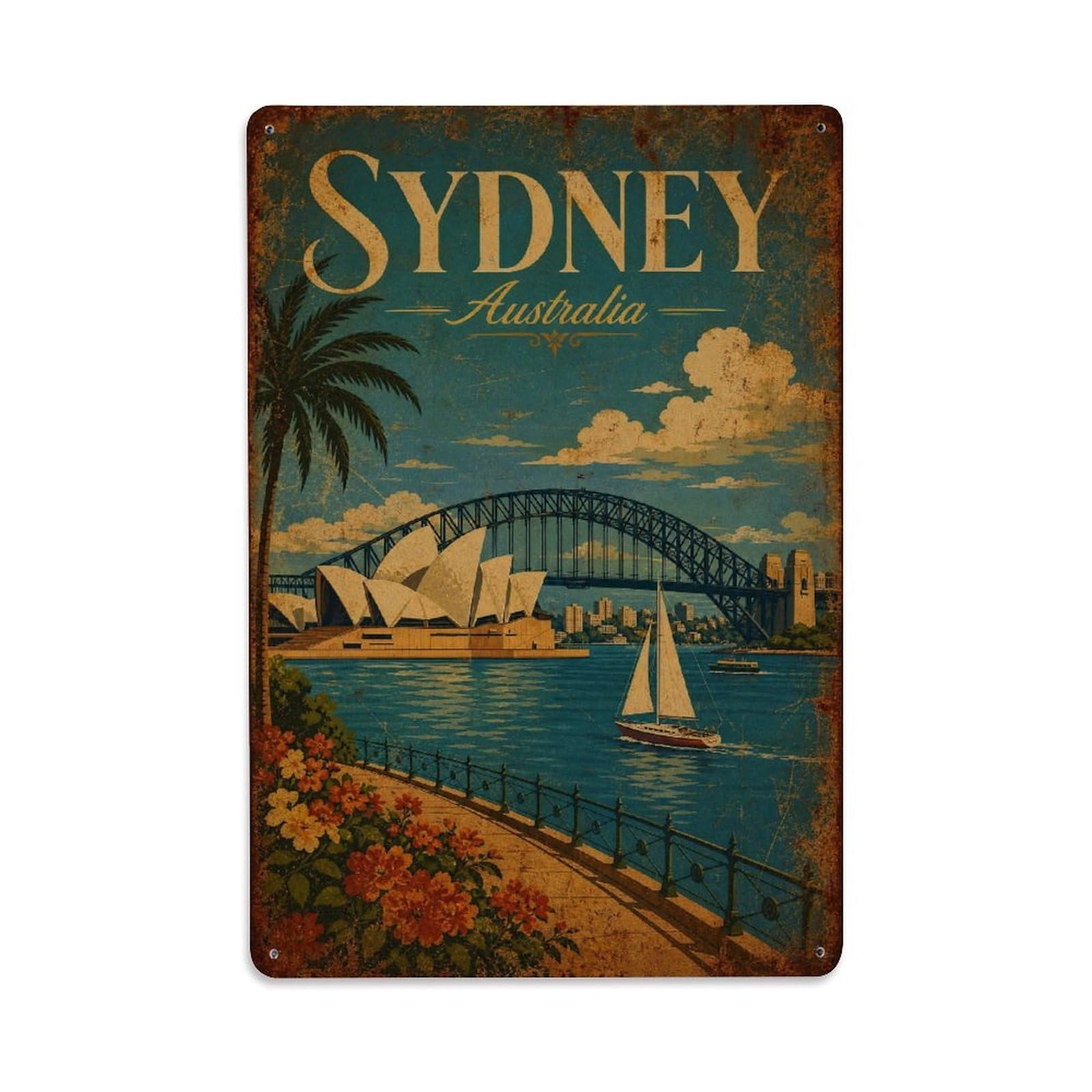 Retro Sydney Australia Harbor Heritage Travel Metal Tin Sign
