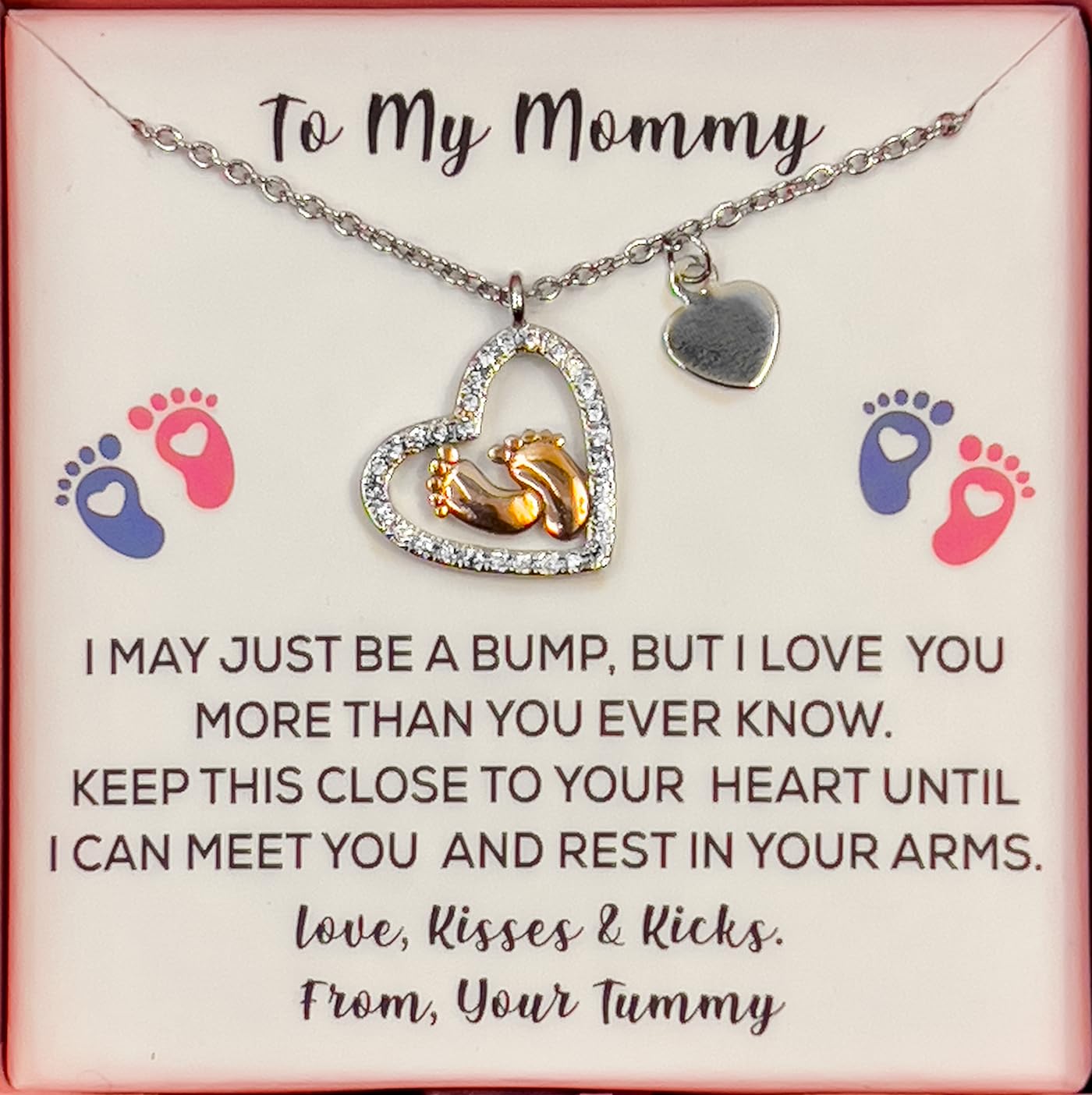 Mothers Day Gifts,Gifts For moms,Mommy To Be Sterling Silver Baby Feet Necklace,Expecting Mom Gift