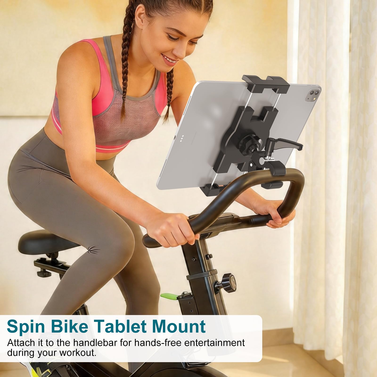 Mippko Support de tablette pour barre de bateau, support de guidon de bateau, pince rotative à 360°, support en alliage d'aluminium antidérapant, compatible avec iPad/Nexus/LG G/liseuse/iPhone de 4,7