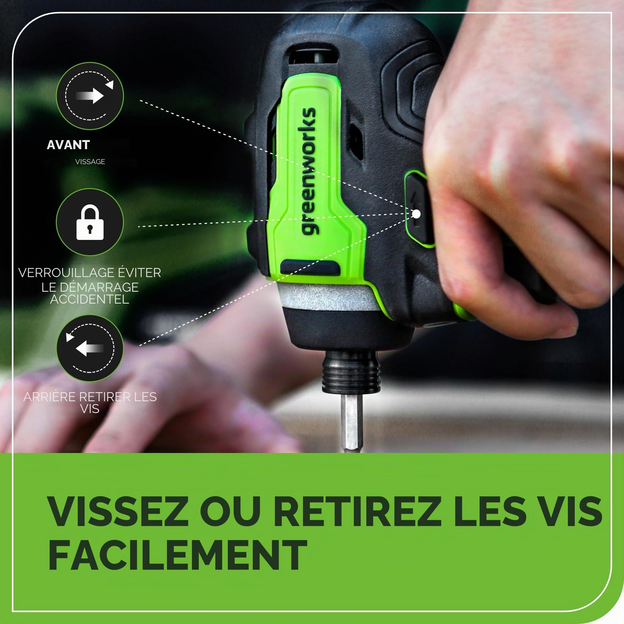 Greenworks 24V Kit combiné visseuse à chocs 200Nm et perceuse 35Nm, avec batterie 2Ah et chargeur