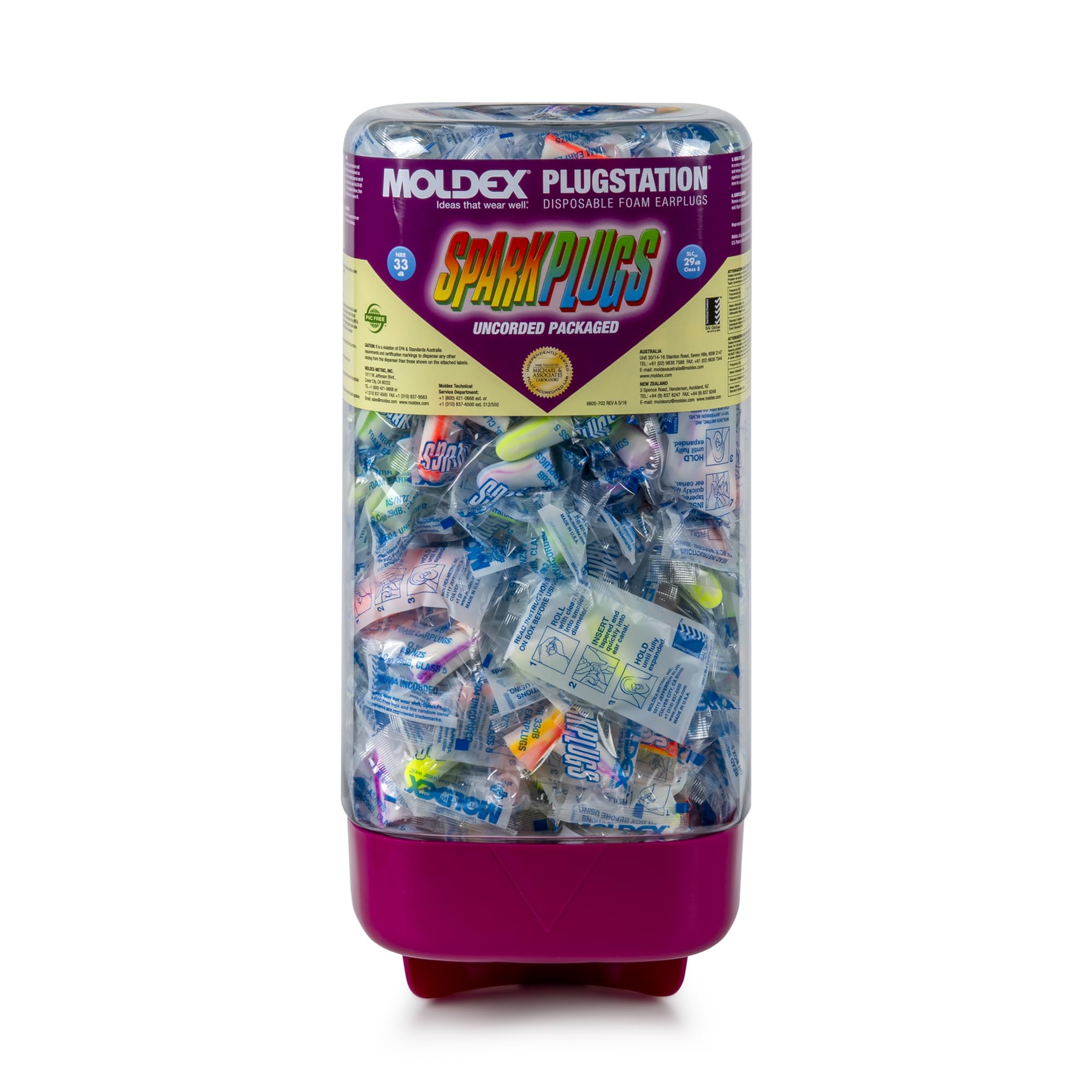 Moldex SparkPlugs(r) PlugStation(r) Uncorded Disposable Foam Earplug Dispenser 6605, NRR 33dB