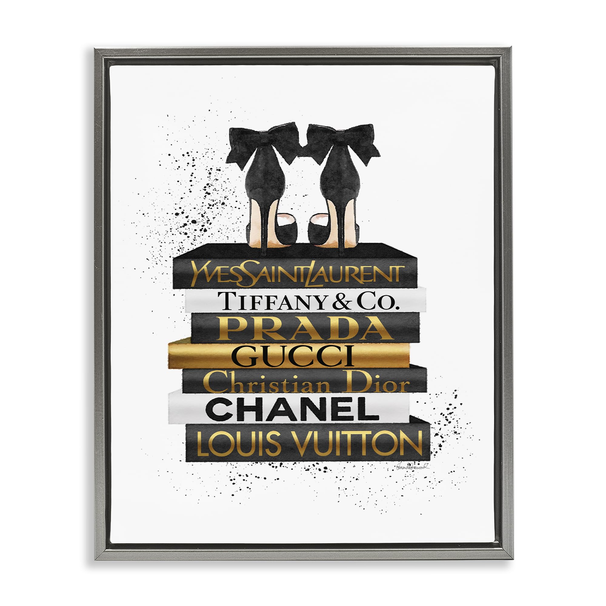 Glam Bookstack Animal Print, 16 x 20 Inch Canvas in Floater Frame
