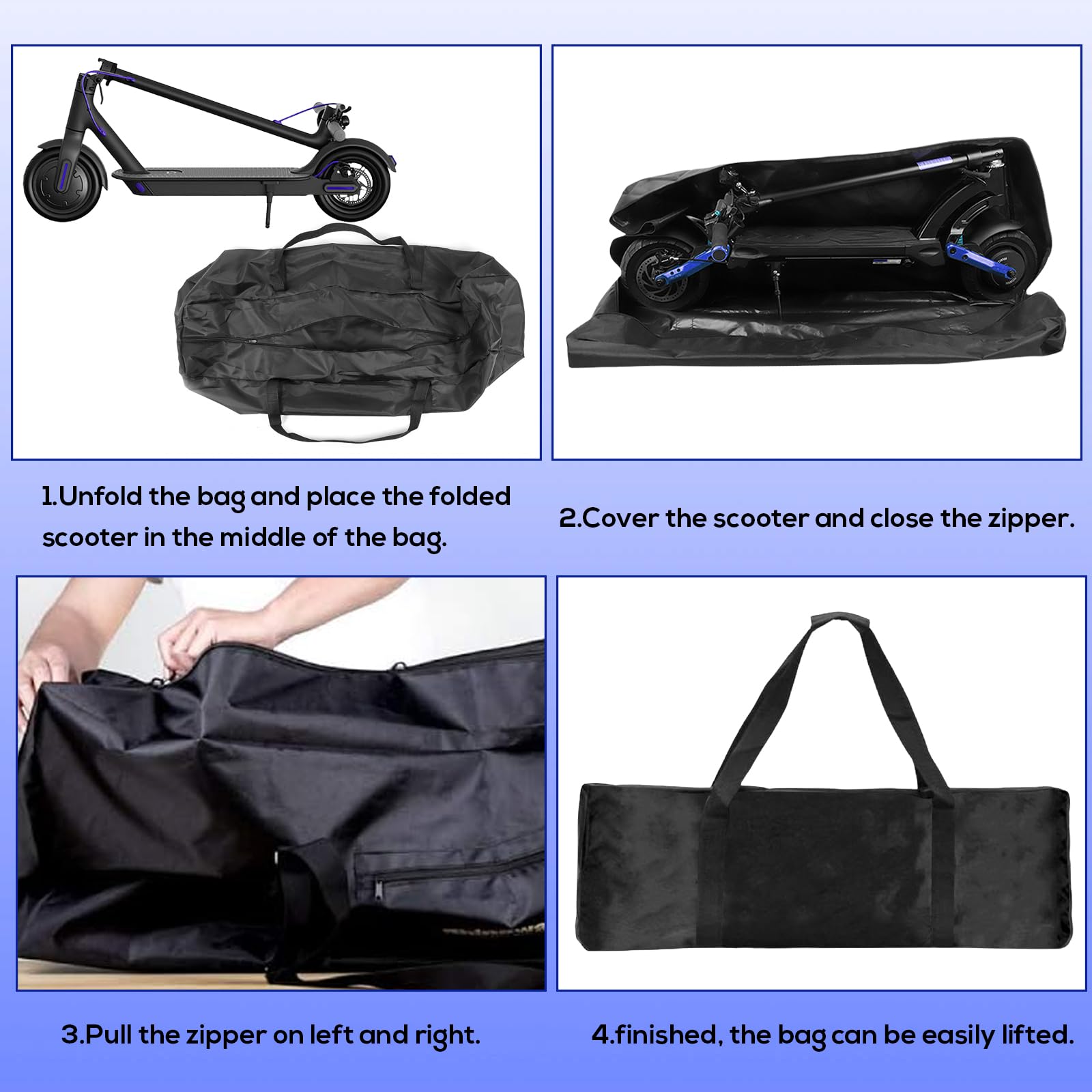 Borsa Di Trasporto Pieghevole per E-Scooter Mijia M365/M365 Pro Xiaomi Segway, 125x53x25CM
