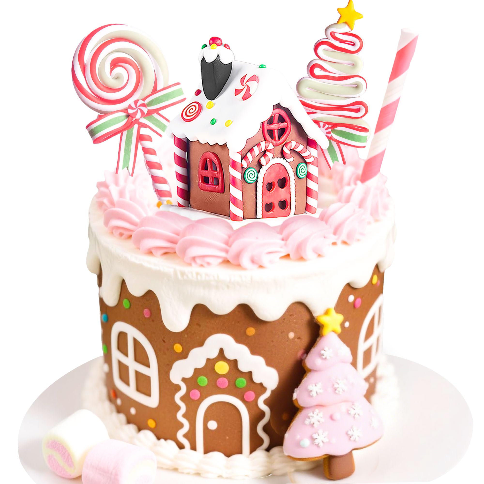 Christmas Gingerbread Man Cake Decor Figure Toppers Gingerbread Picks for Merry Christmas Baby Shower Birthday Party Cake Decorations Supplies