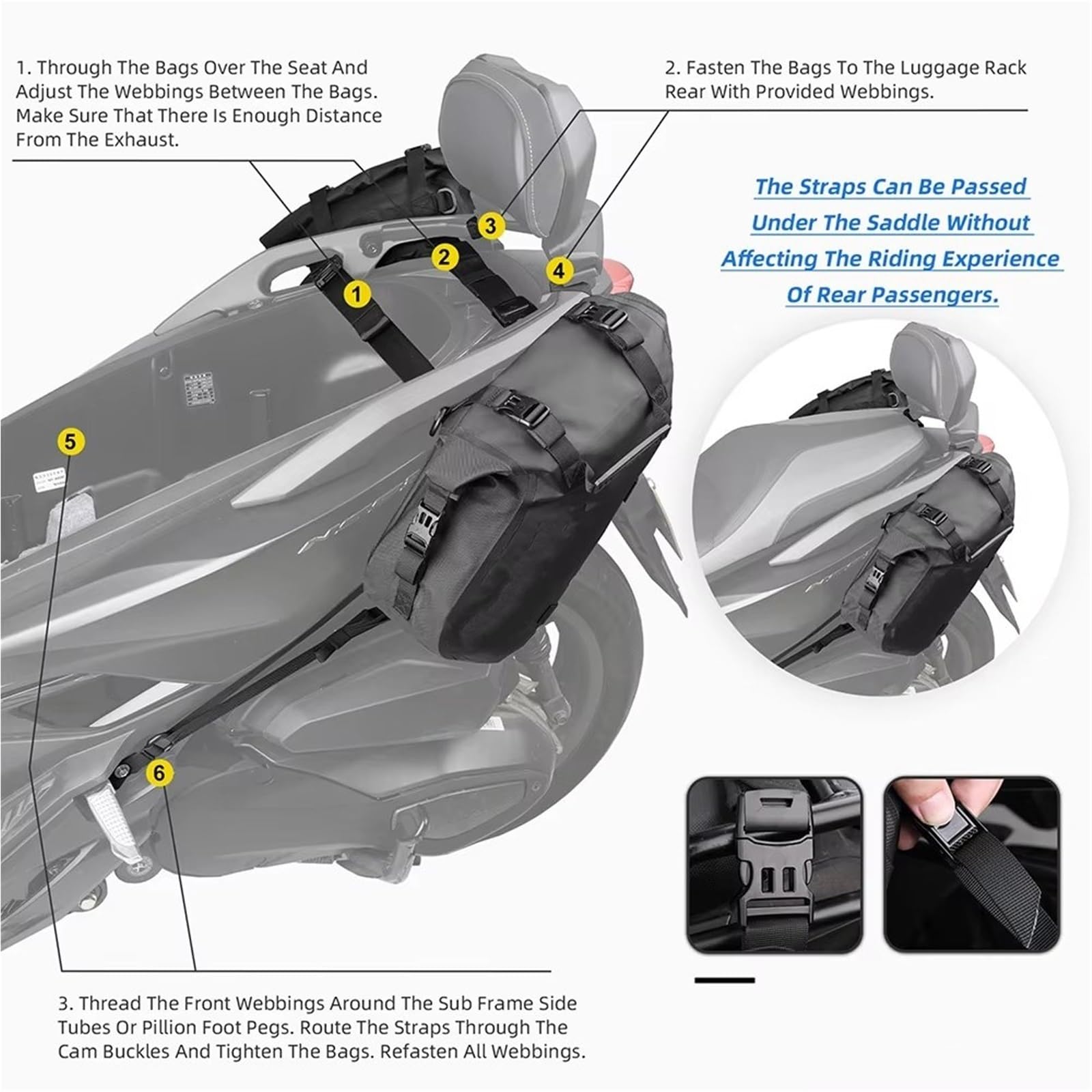 Borsa Moto Borsa Da Sella Impermeabile Per Motore 18L 28L 48L Per Scooter ADV 2 Pezzi Borsa Sella Moto(Black-18L(2 pcs))