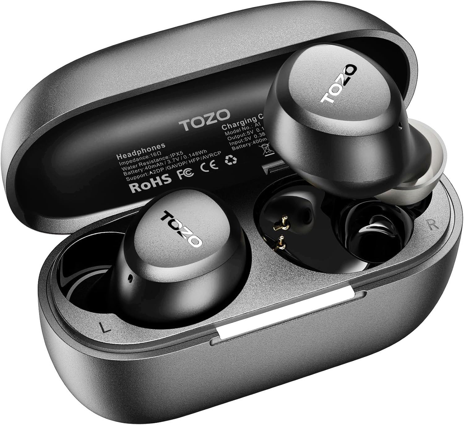 TOZO A1 Bluetooth Wireless Earphones, Mid-Low Frequency Range, Warm Tone Sound Quality, Compact and Lightweight, Microphone Included, ENC Noise Cancelling During Calls, Custom EQ App Compatible