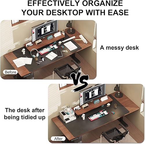 Miniatura 4 de Organizador de escritorio de bambú con cajones, caja de almacenamiento de escritorio de madera para facturas, suministros de oficina, utensilios de