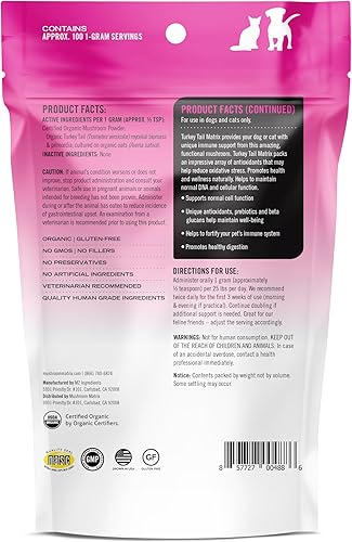 Miniatura 2 de Mushroom Matrix Polvo de hongos orgánicos caninos con cola de pavo y suplemento de defensa holística para perros, 3.53 onzas (el embalaje puede