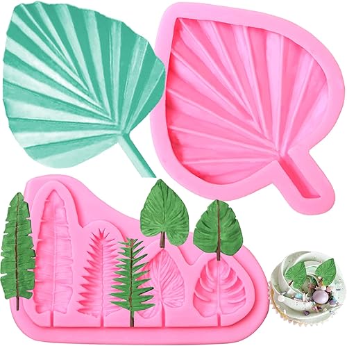 Miniatura 10 de Moldes de fondant de hojas, 3 piezas, mini moldes de fondant de ginkgo biloba, trébol de cuatro hojas, molde de silicona para decoración de pasteles