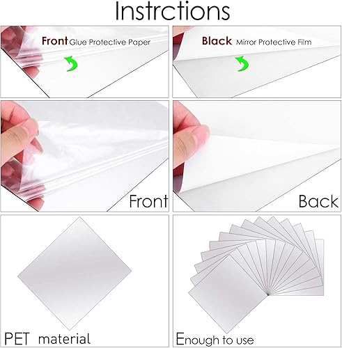 Vista 11 de BBTO - Paquete de 10 láminas de espejos autoadheribles, espejos de pared