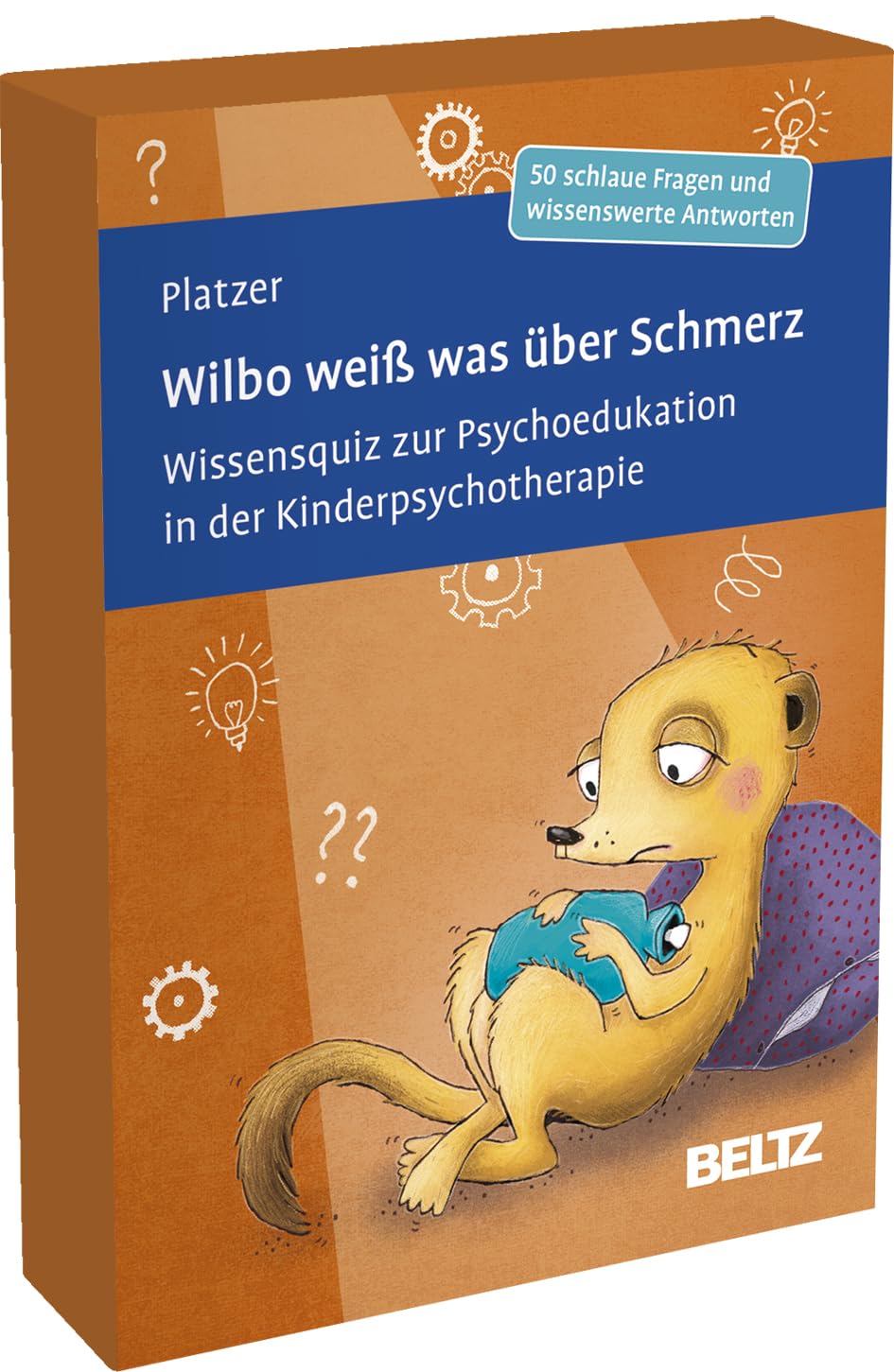 Wilbo weiß was über Schmerz: Wissensquiz zur Psychoedukation in der Kinderpsychotherapie. 50 Fragen und wissenswerte Antworten. Mit 16-seitigem Booklet in stabiler Box, Kartenformat 9,8 x 14,3 cm