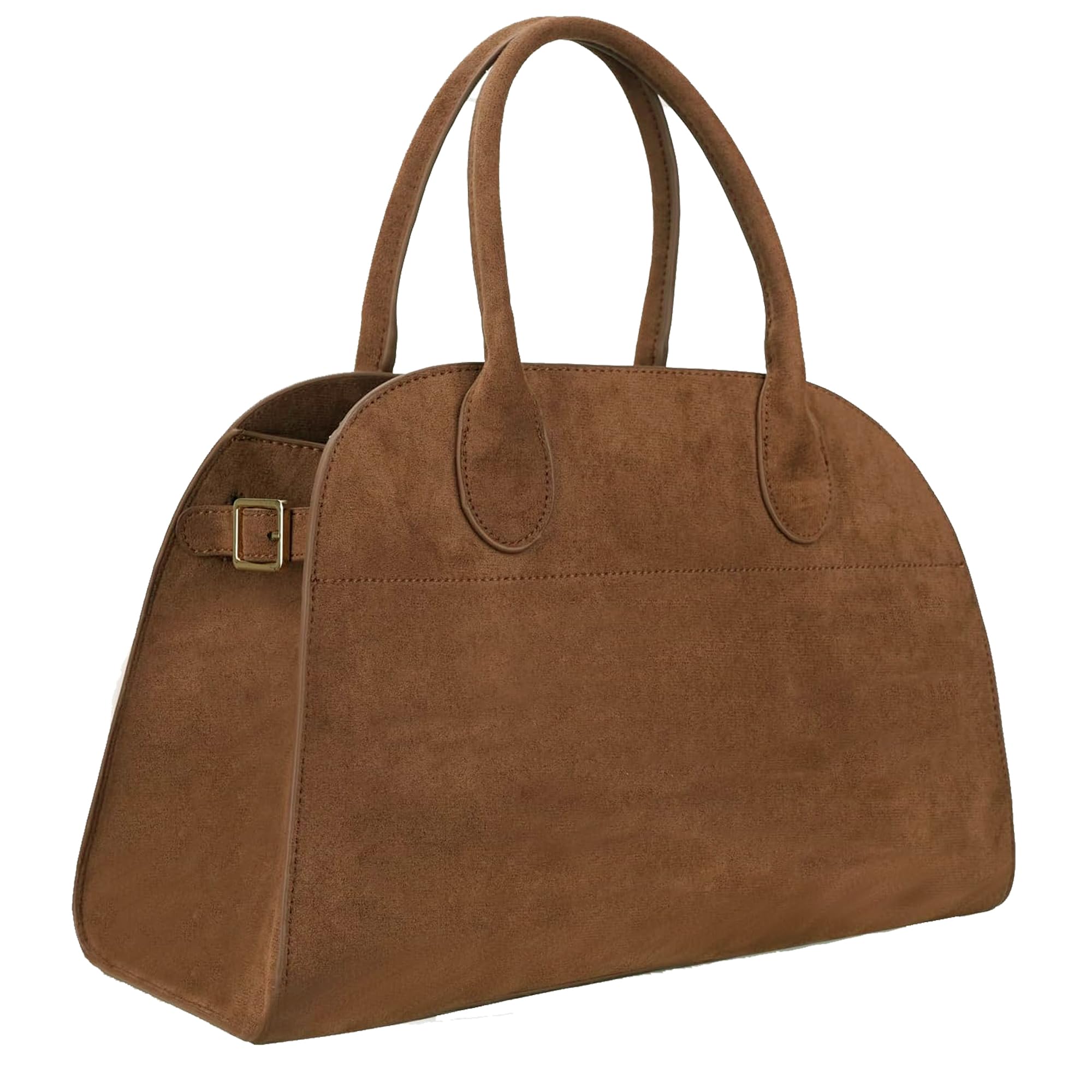 Large Suede Tote Bag For Women,Suede Retro Shoulder Bag,Crossbody Bag Faux Leather Handbag Trendy Work With shoulder strap (Brown Large without shoulder strap)