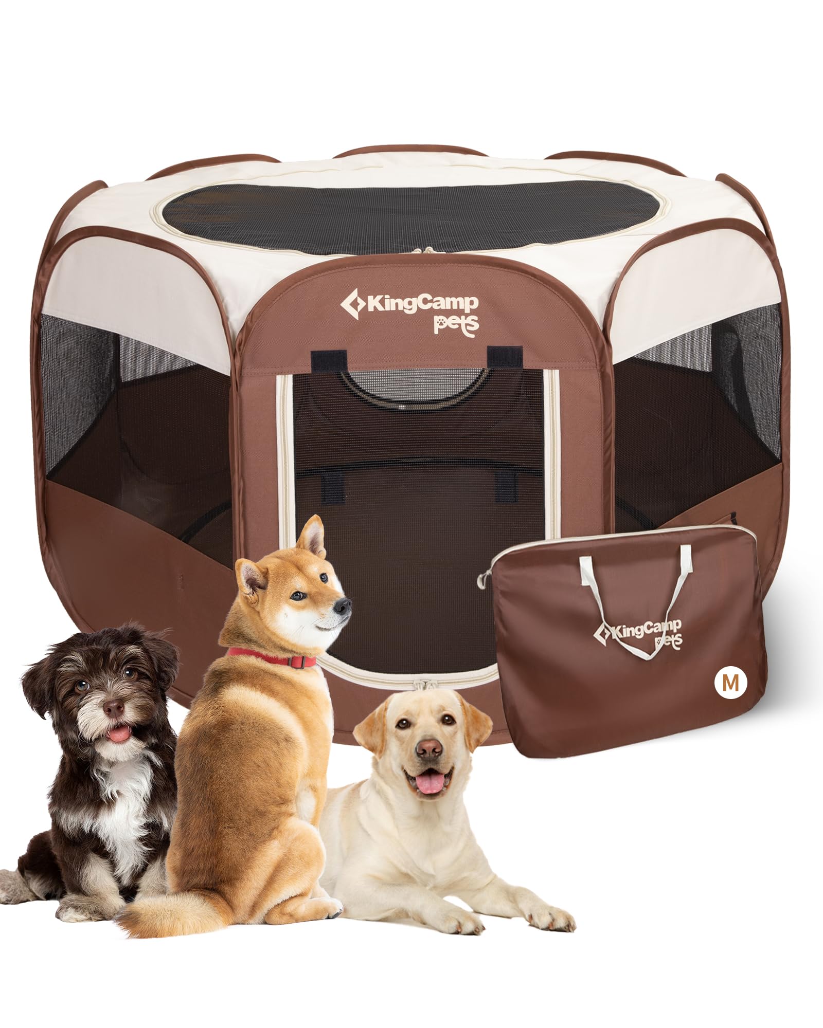 KingCamp Dog Playpen, Portable Foldable Cat Kitten Puppy Tent Crates 29"/36"/50" Pop Up Pet Playpen with Zippered Bottom & Cover for Indoor Outdoor