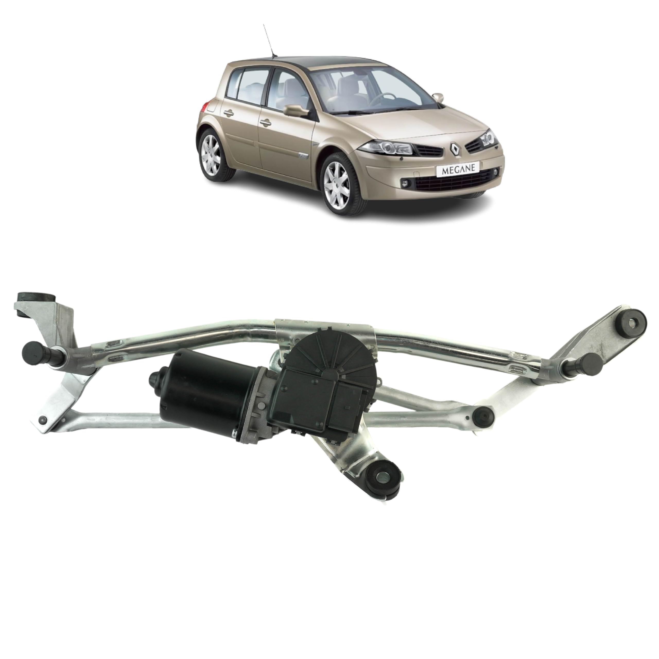Motor limpiaparabrisas compatible para Megane 2 (2002-2008) (varillaje + motor) 288001683R, 7701054828, 7701207739, 8200036921
