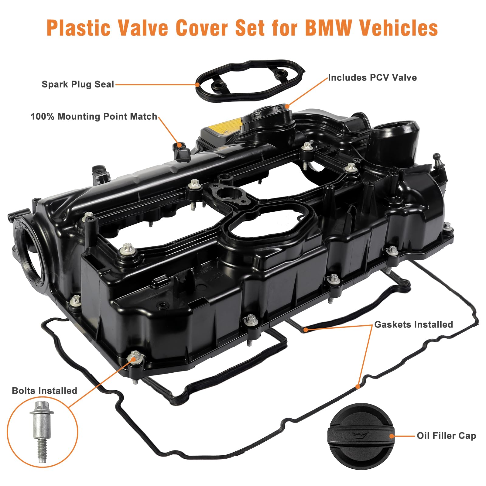 Cubierta De Válvulas Con Junta Y Tornillos Para BMW N20 – F10, 320i, 328i, 528i, X3, X5, Z4, X1 (2012-2018)