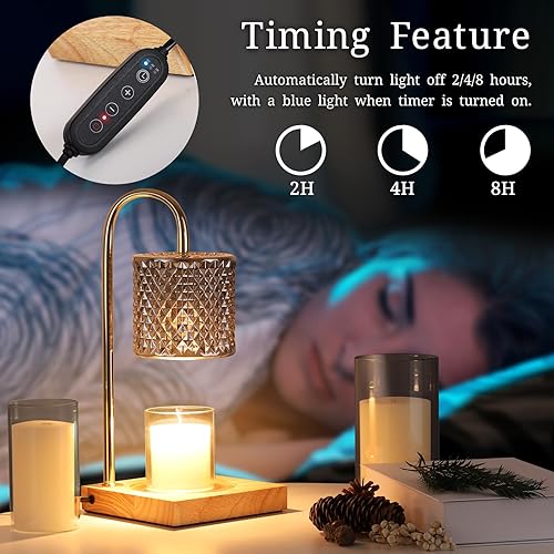 Miniatura 3 de Lámpara calentadora de velas para velas, calentador eléctrico de velas con 2 bombillas, temporizador de 248 horas y atenuador de 7 niveles,
