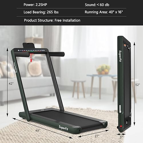 Miniatura 9 de Goplus Caminadora plegable 2 en 1 con pantalla doble, 2.25 HP Superfit debajo del escritorio, cinta de correr eléctrica, sin instalación, altavoz de