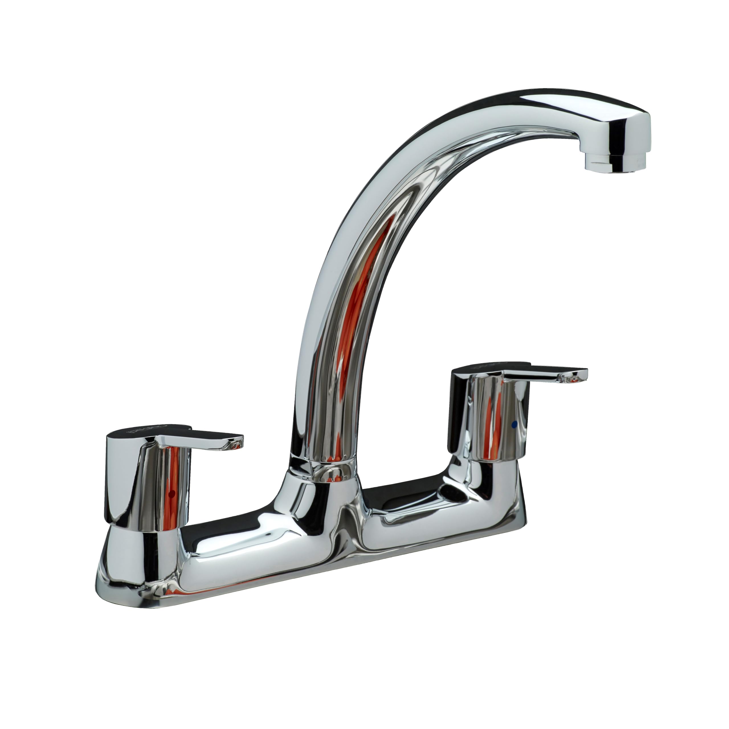 Home Range Clever Araya Mercia Urban Deck Mounted Kitchen Mixer Tap ChromeDual LeverModern DesignBrass Build from B&Q