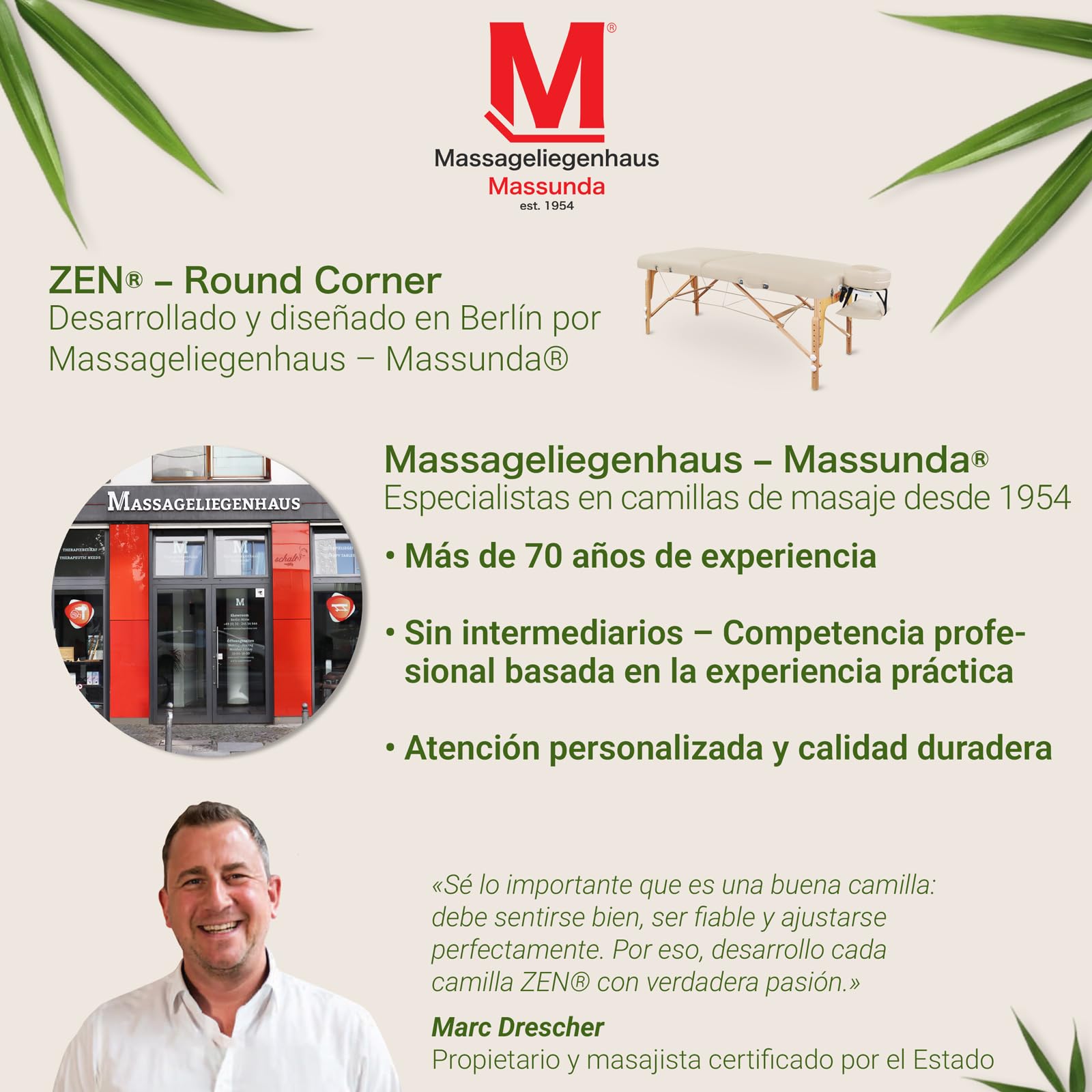 Zen – Camilla Masaje Plegable móvil de Esquinas Redondeadas Altura Regulable - Camilla estetica Madera Maciza para masajes Activos - Camilla Plegable con reposacabezas, reposabrazos y Bolsa Crema