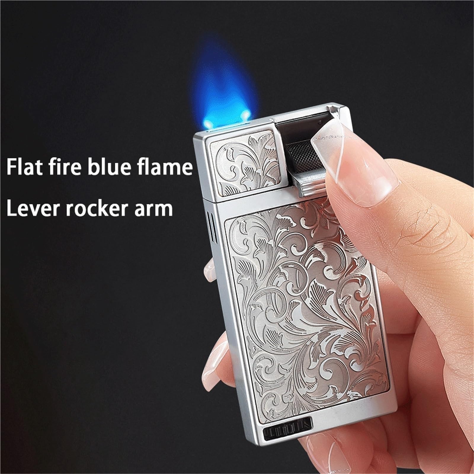 Briquet coupe-vent au butane double face, allumage à bascule, réservoir de gaz transparent, idéal pour le camping et l'extérieur, carburant non inclus