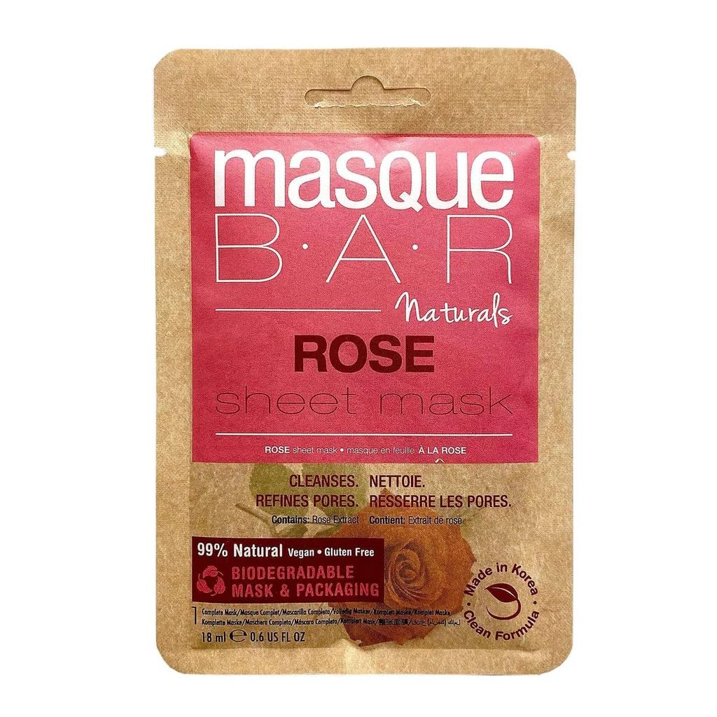 masque BAR Naturals Cleansing & Refining Rose Sheet Face Mask 1pc Korean Skin Care Beauty - Eco Friendly