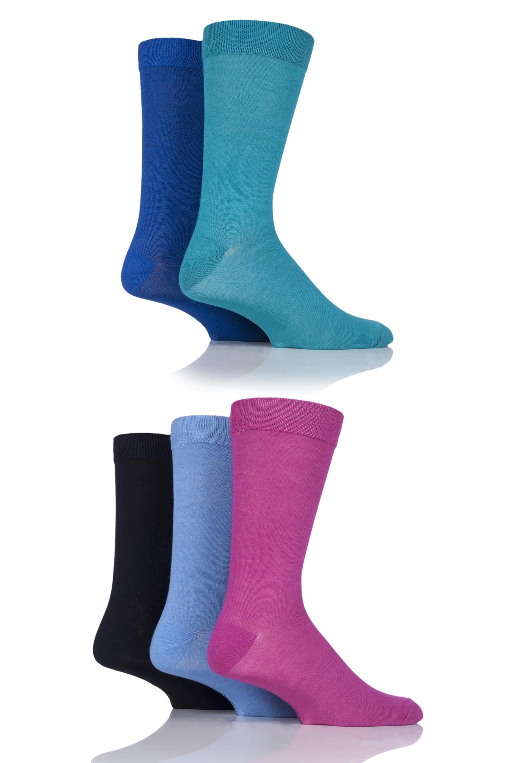 Sockshop Men's Fresh Patterned Bright Colourful Natural Bamboo Socks Various Designs For Everyday Wear Size 7-11 Pack Of 5 7-11
