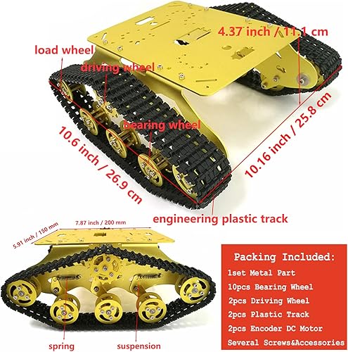 Miniatura 2 de Chasis de tanque de robot de absorción de impactos profesional TS300 con soporte de suspensión para Arduino Raspberry Pie, modelo de seguimiento RC