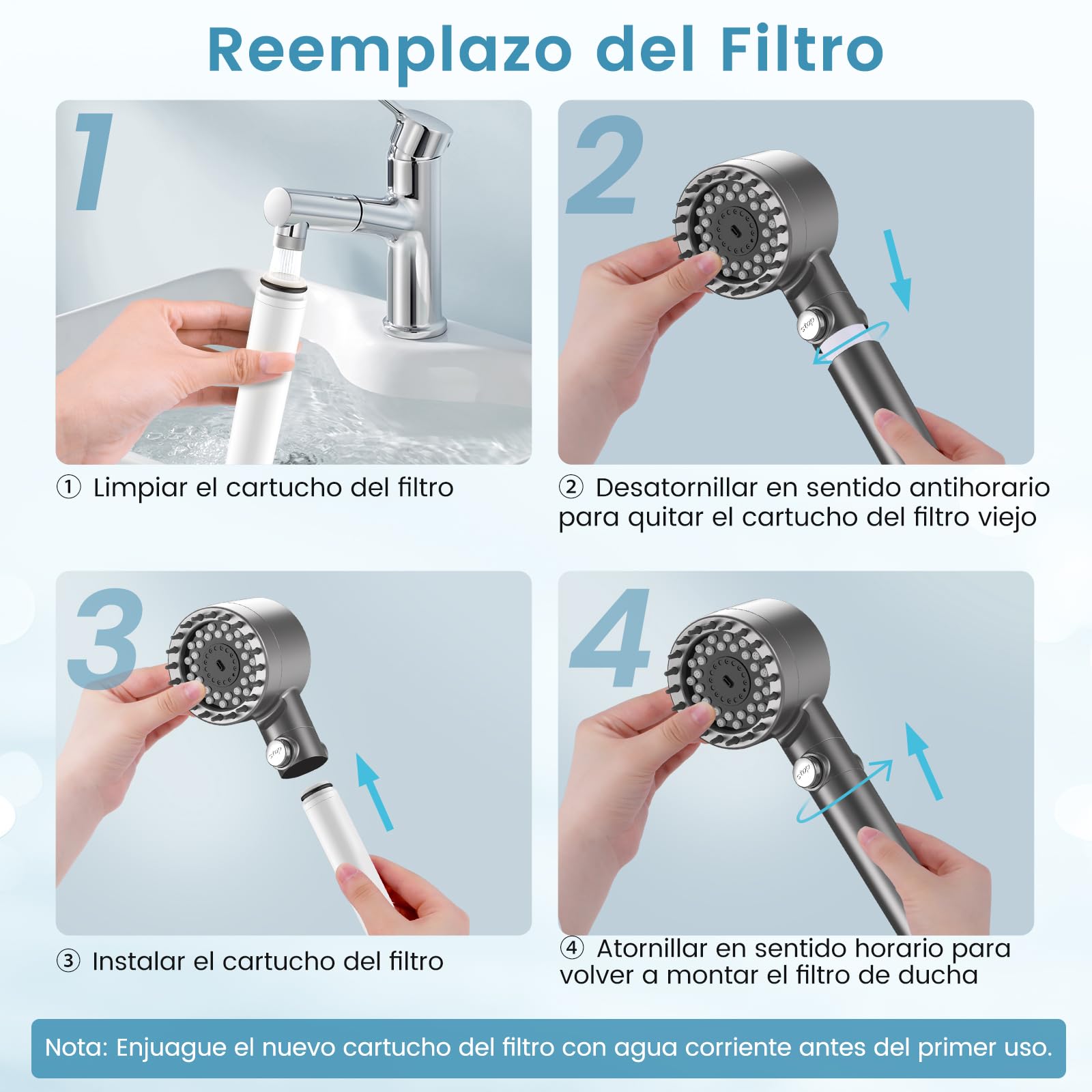 FEELSO Pack de 6 Filtros de Repuesto para Alcachofa de Ducha, Compatible con ASIN B0FY51CKNK/B0GCND6R79/B0GHXQ3ZY4, Filtro de Ducha de 15 Capas para Agua Dura, Reduce Cloro e Impurezas | Para Agua Dura, Reduce Cloro e Impurezas, Compatible con ASIN B0FY51