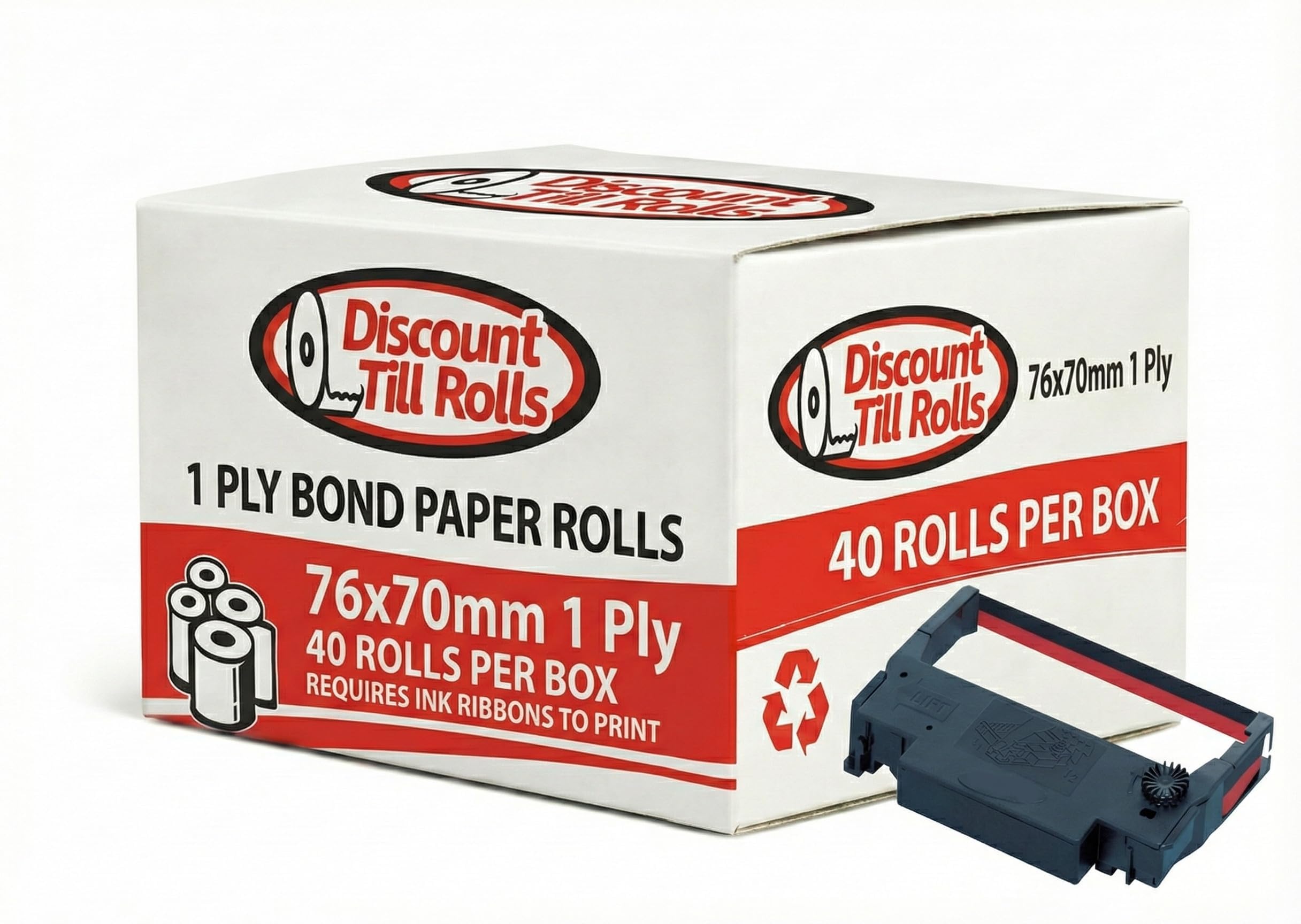 Compatible con Epson TM-U220, 76 x 70 mm 1 capa (no térmica) rollos de papel – Rollos de papel de una sola capa para matrices de puntos y impresoras de cocina – Papel de primera calidad – 50 rollos