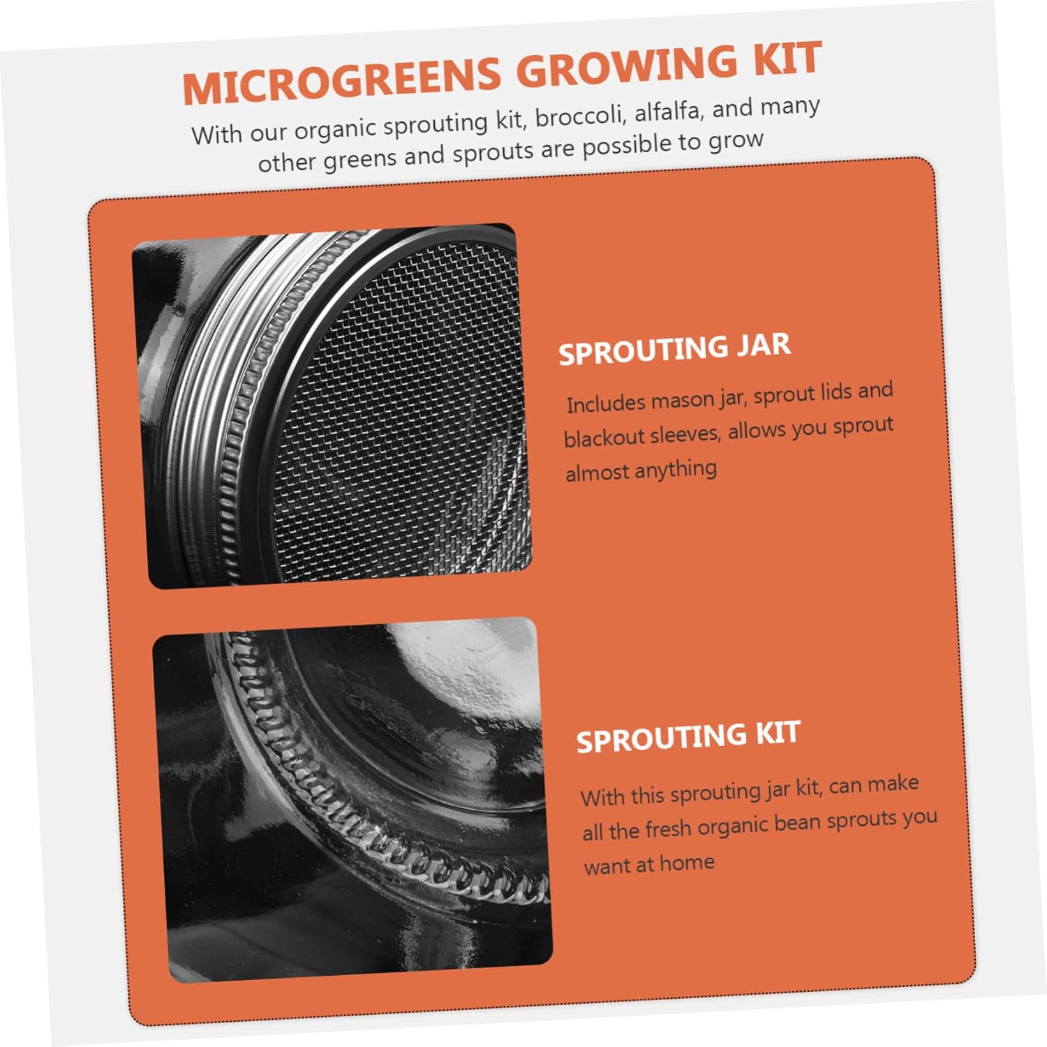 KESYOO 1 Set Germination Jar Kit Mason Jar Kits Tray Germination Jar Lid Black Jar Indoor Sprout Plants Growing Kit Germination Kit Microgreens Transparent Plastic