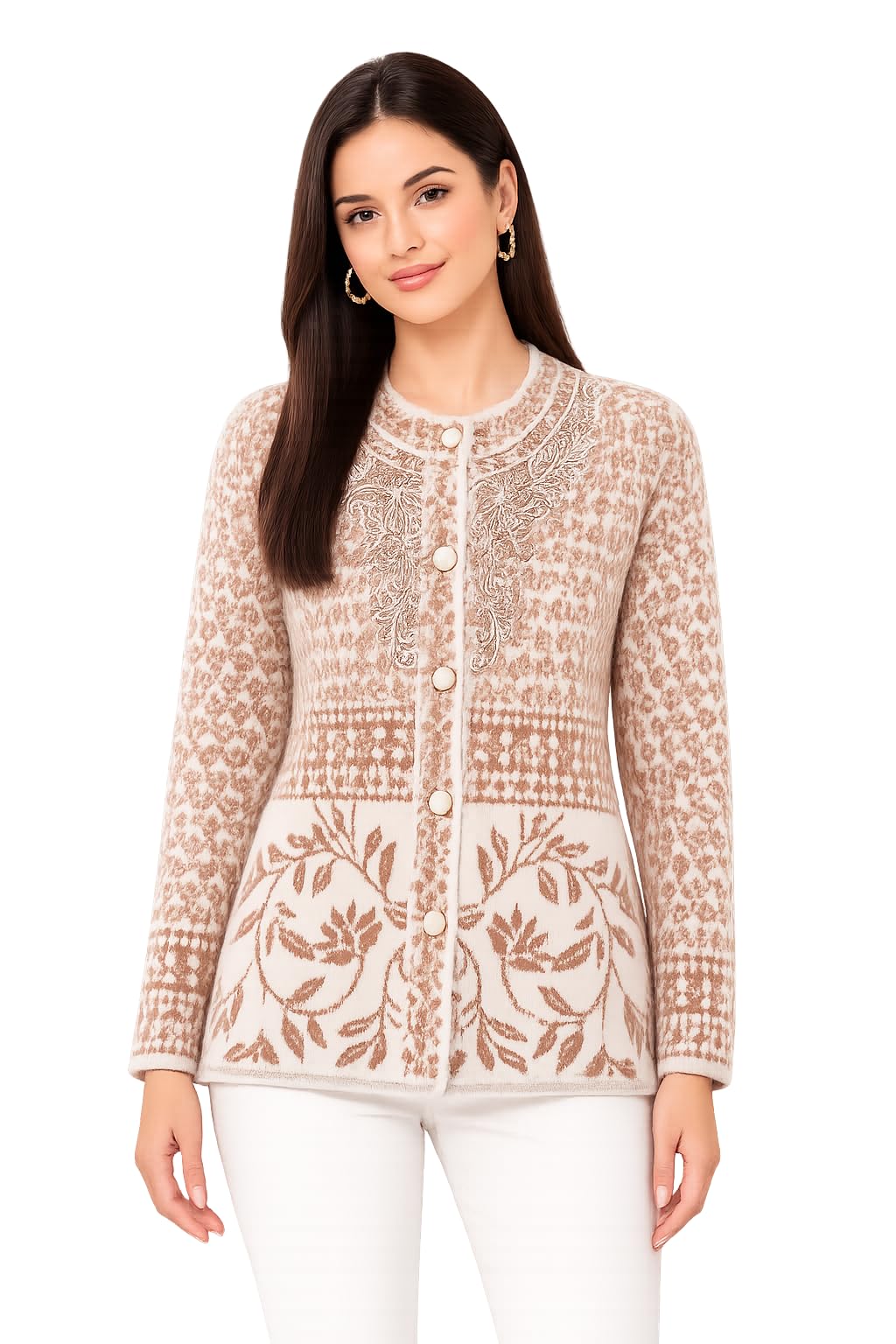 first sleep Embroidered Casual Knitted Print Women Cardigan for Winter-picture-24