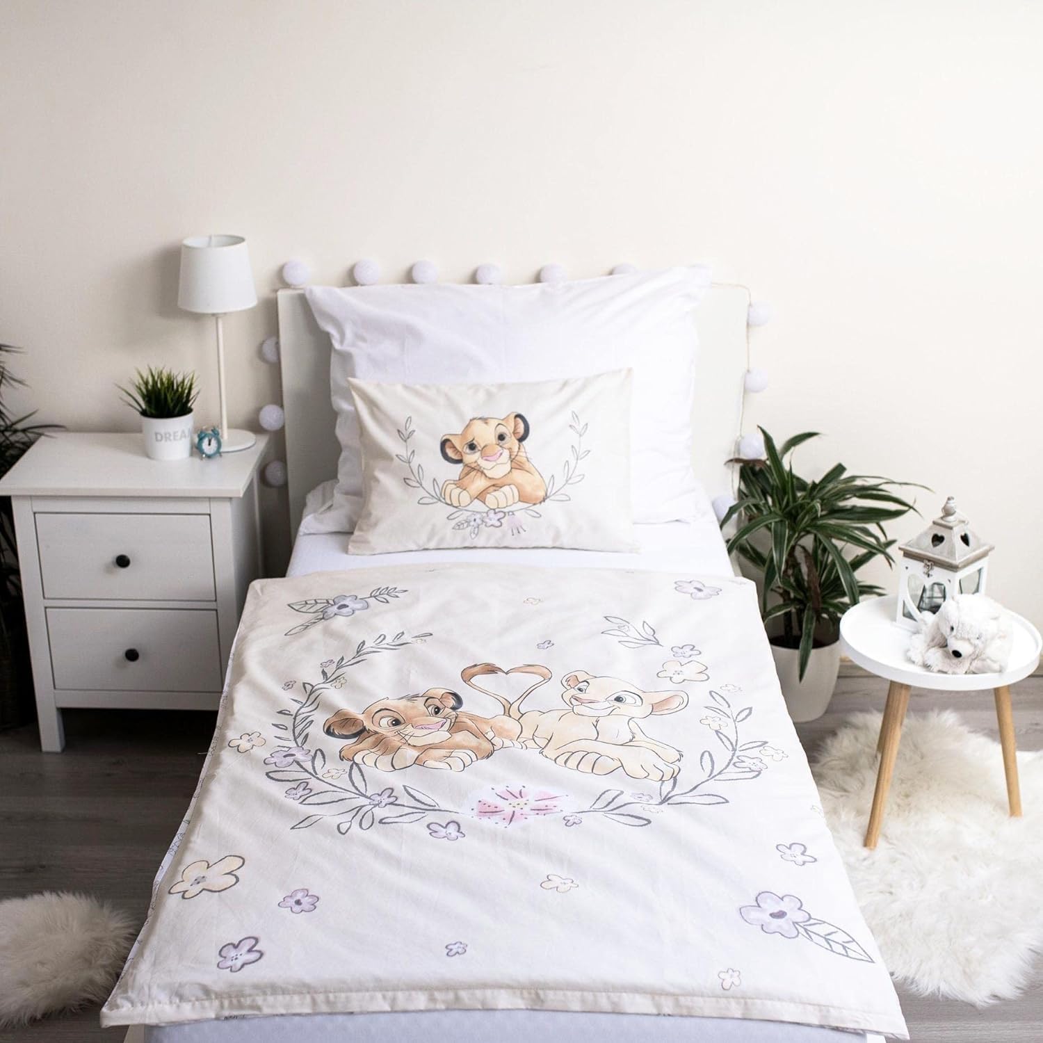 Disney - Juego de Cama Infantil de 2 Piezas, 40 x 60 cm + 100 x 135 cm, 100% algodón, diseño de El Rey León