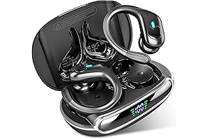 Black Wireless Earbuds with 80H Playtime and LED Display Charging Case 5.3