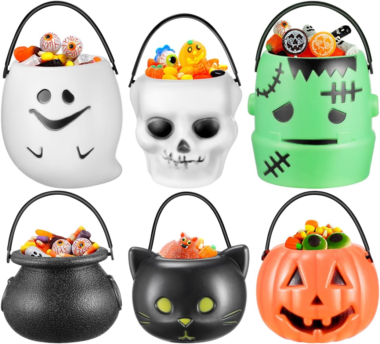 Cabilock 12Pcs Mini Halloween Buckets, 2.76 Inch Pumpkin Cauldron Pails