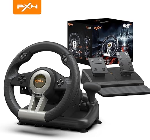 PXN Racing Wheel Gaming Steering Wheel for PC, V3II 180 Degree Driving Wheel Volante PC Universal Usb Car Racing with Pedal for PS4,PC,Xbox...