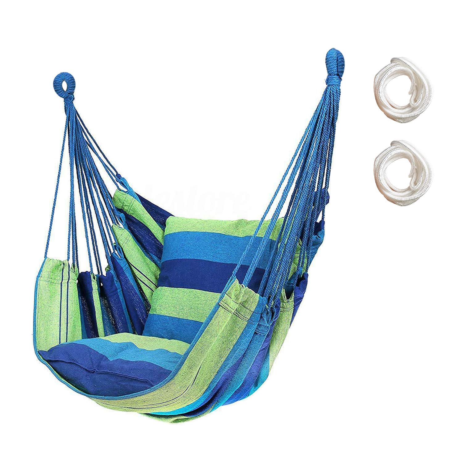 Hängematte Outdoor Premium – Leichte Hängematte für Strand, Garten & Balkon– Perfekt als Camping Zubehör & Hammock für Urlaub, Siesta & Freizeit (Ohne Kissen，Grün)