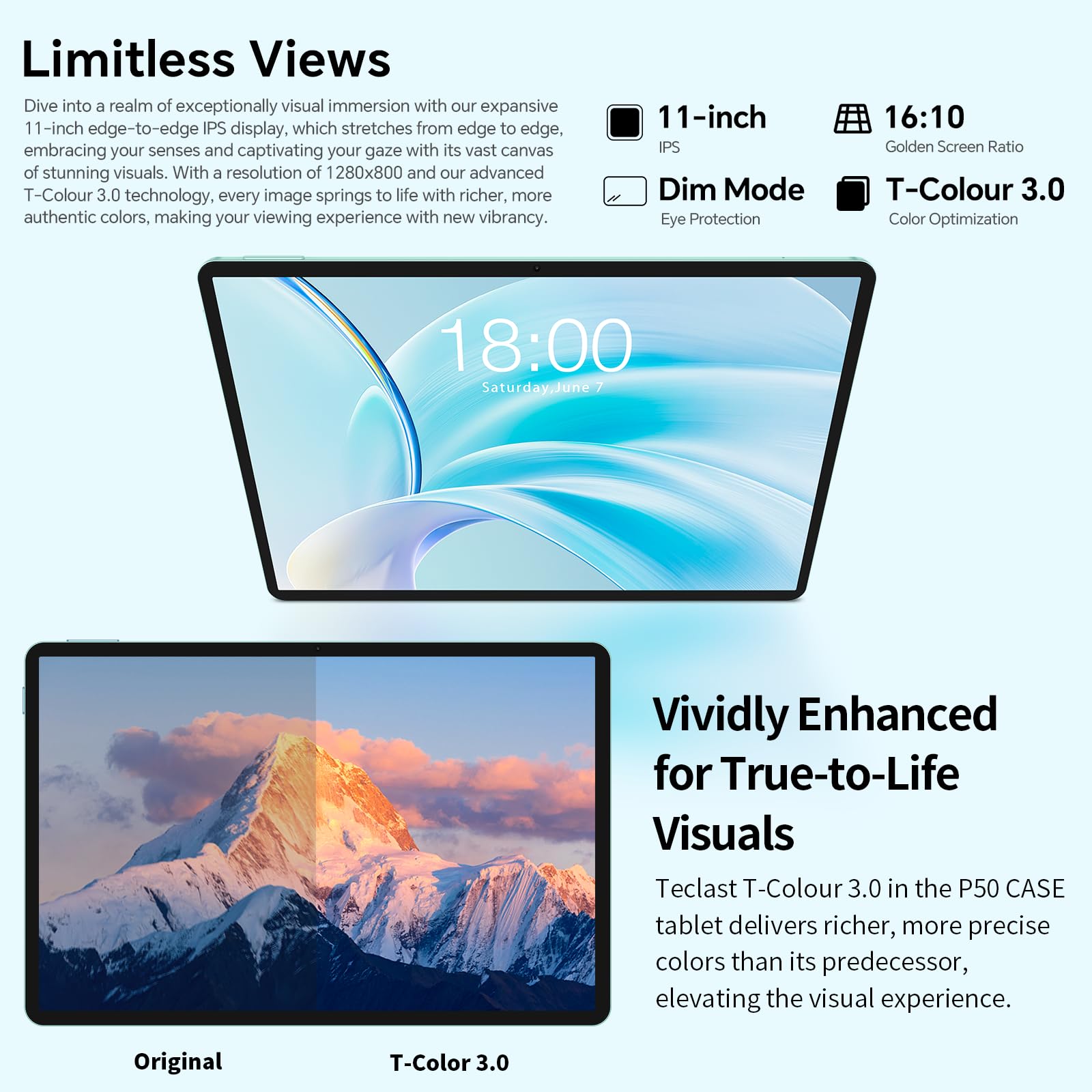 TECLAST P50Case Tablet 11 Pollici 90Hz Android 14 Tablets 2.0GHz Octa-Core, 12GB RAM+128GB ROM/TF 4TB/7000mAh/Widevine L1/GPS/BT5/OTG/Tablet con Tastiera+Custodia+Penna+Auricolari, 10 Accessori-2025