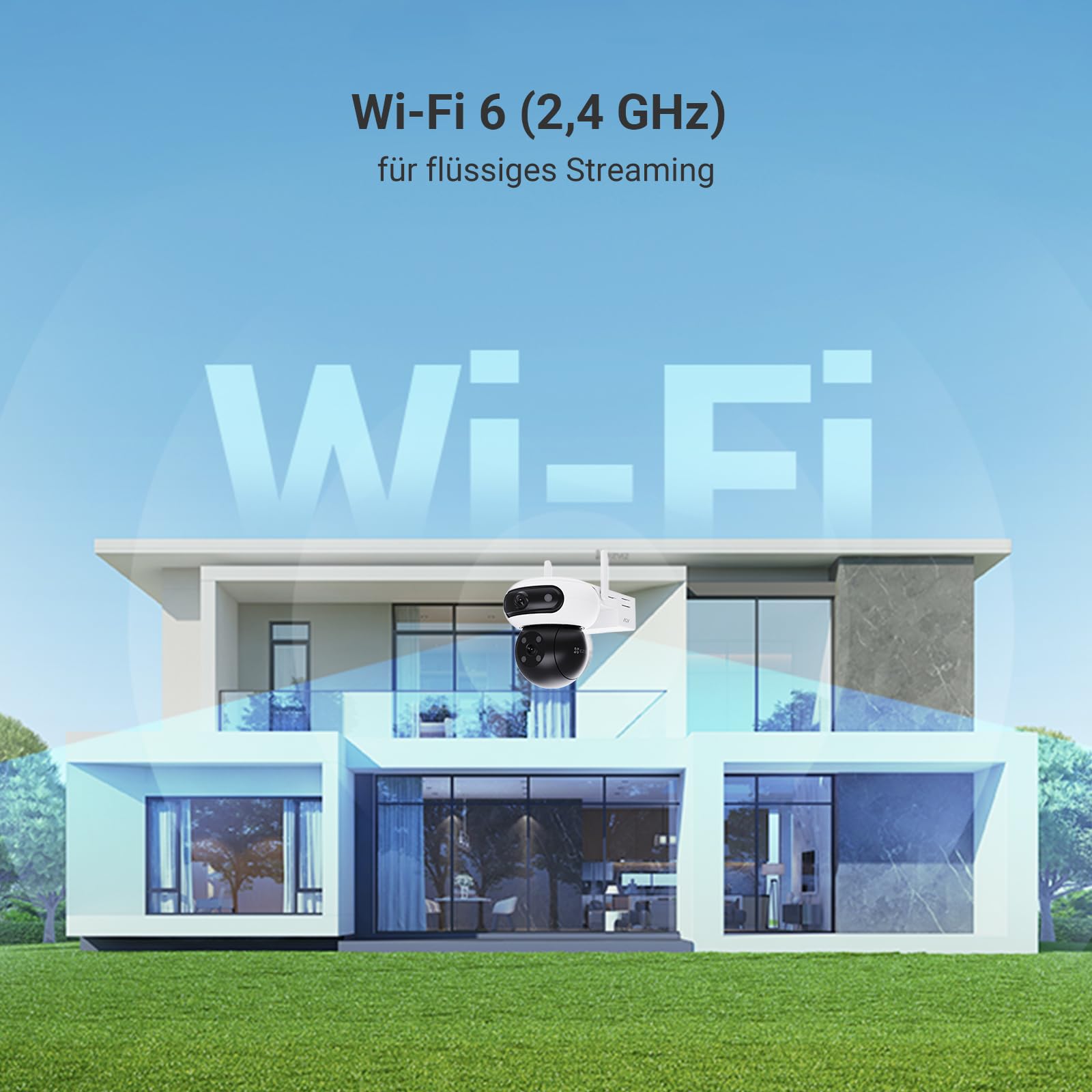 EZVIZ 3K+3K Akku Überwachungskamera Aussen mit 8W Solarpanel CB90 Dual | Dual-Objektiv, 10400mAh Batterie, Auto-Tracking, Farbnachtsicht, Personen/Fahrzeugerkennung, Zwei-Wege-Audio, Ohne Abo
