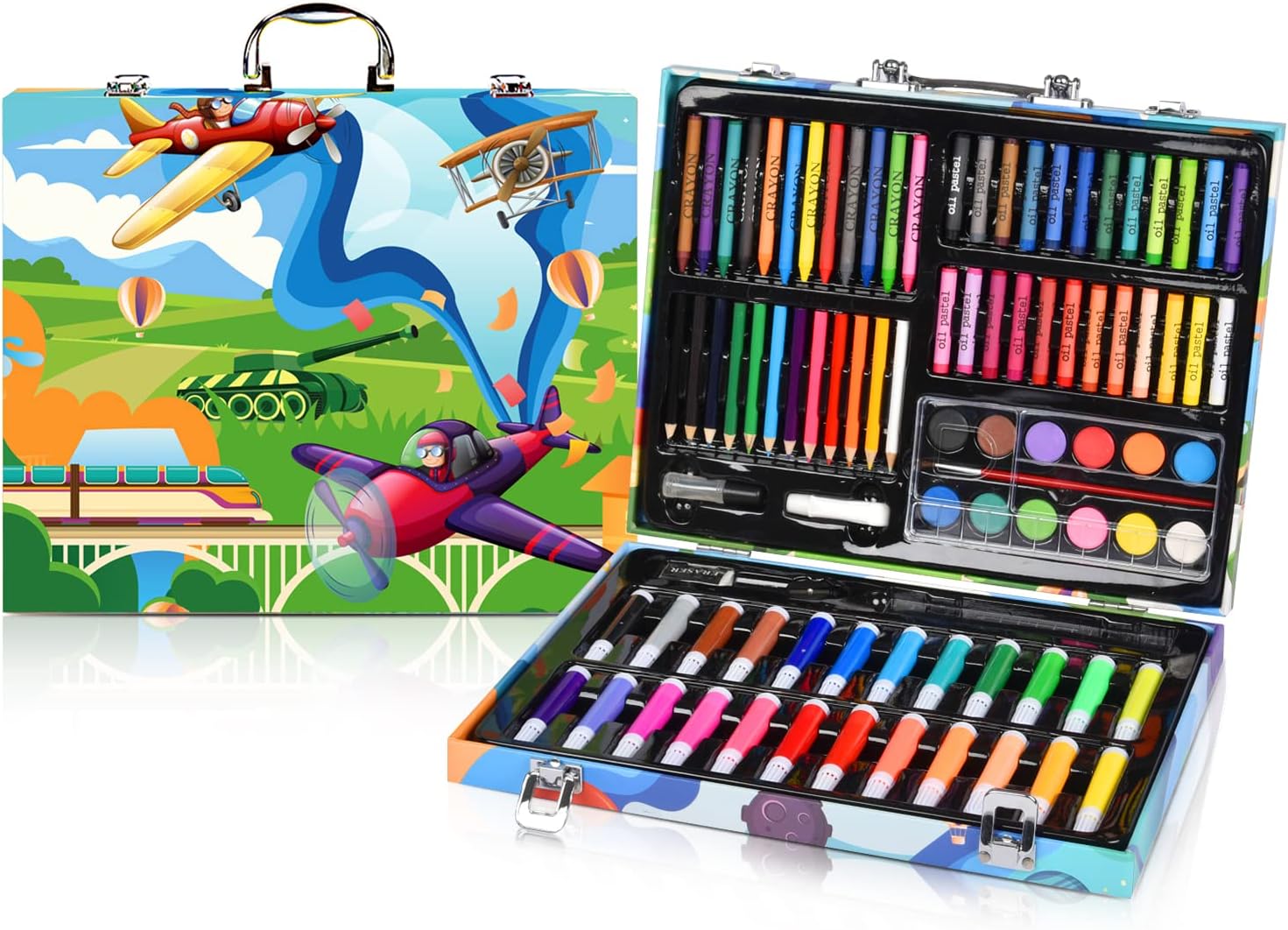 152 Piece Art Supplies 152 PCS Double Sided Trifold Easel Art Set ...