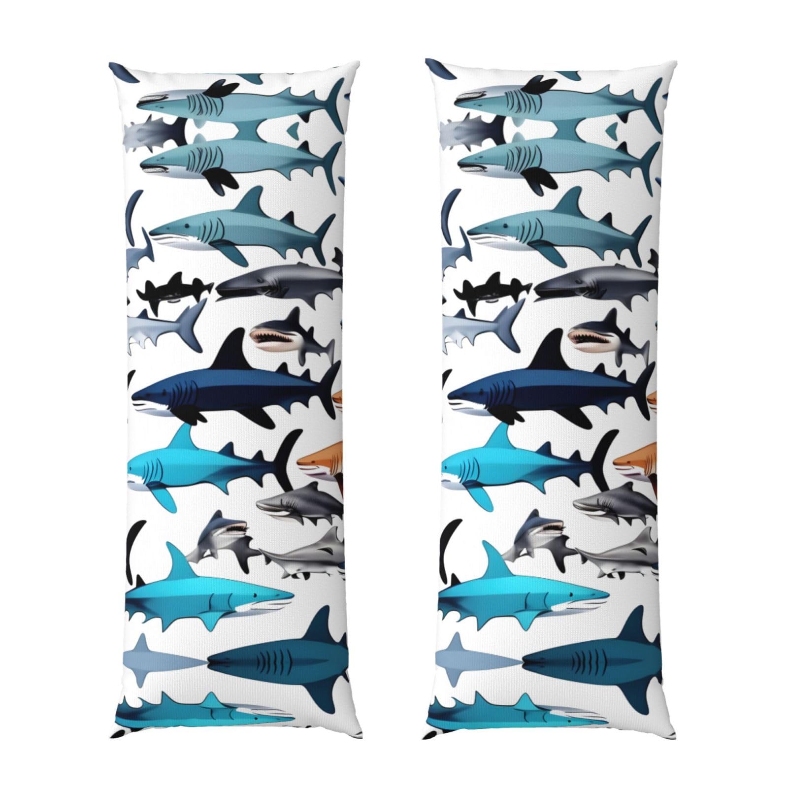 Housse de coussin de corps imprimée motif requins taie d'oreiller longue esthétique