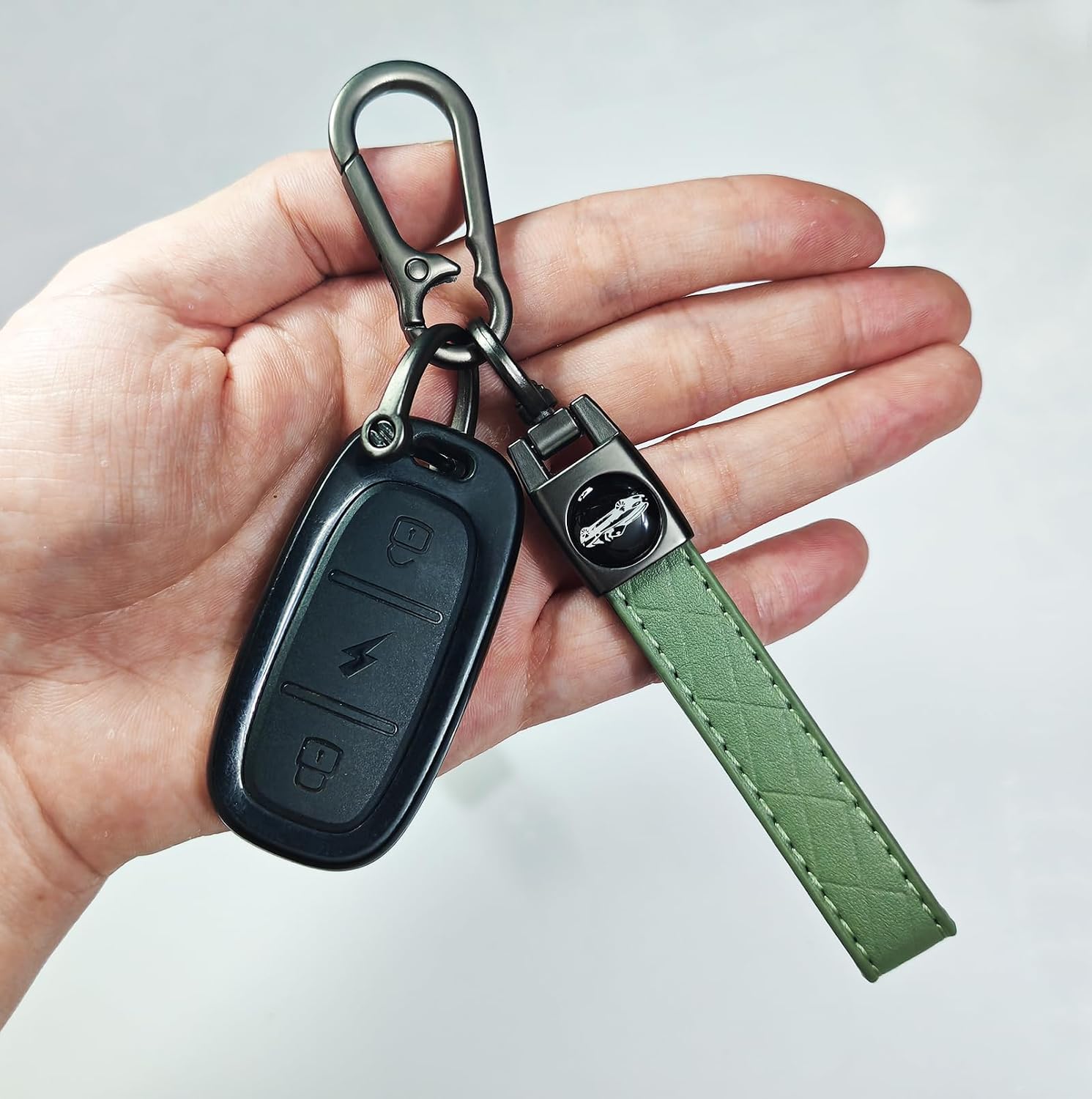 Leather Carabiner Keychain, Universal Decorative keychain for car keys image 2
