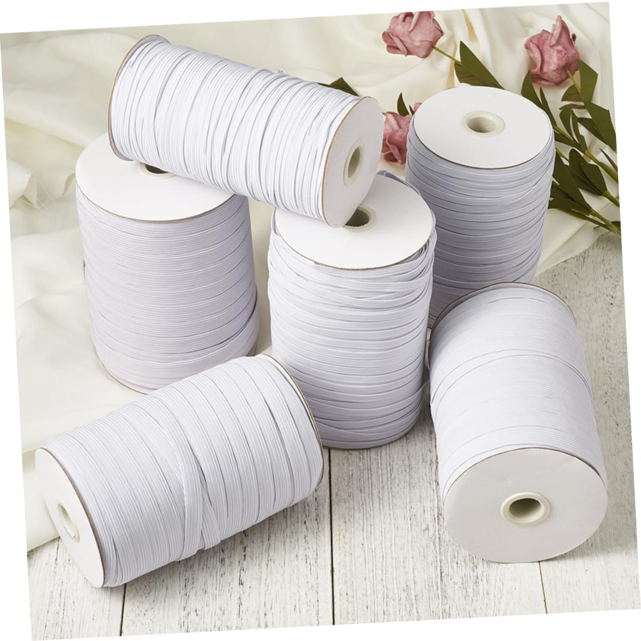 EXCEART 1rotolo Nastro Elastico Piatto Bianco Cinghia Fissaggio per Abbigliamento Accessori Cucito e Decorazioni Fai Te Materiale Resistente per