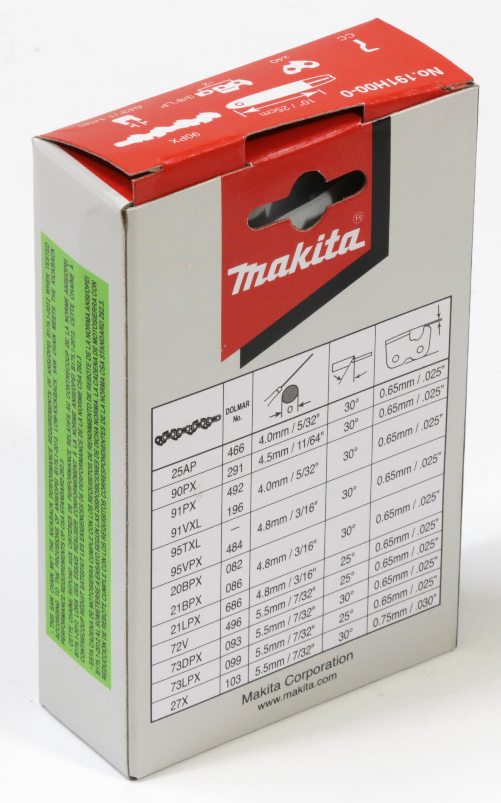 Makita 191H00-0 Sägekette 25 cm, 90PX, 40 Treibglieder, 1,1