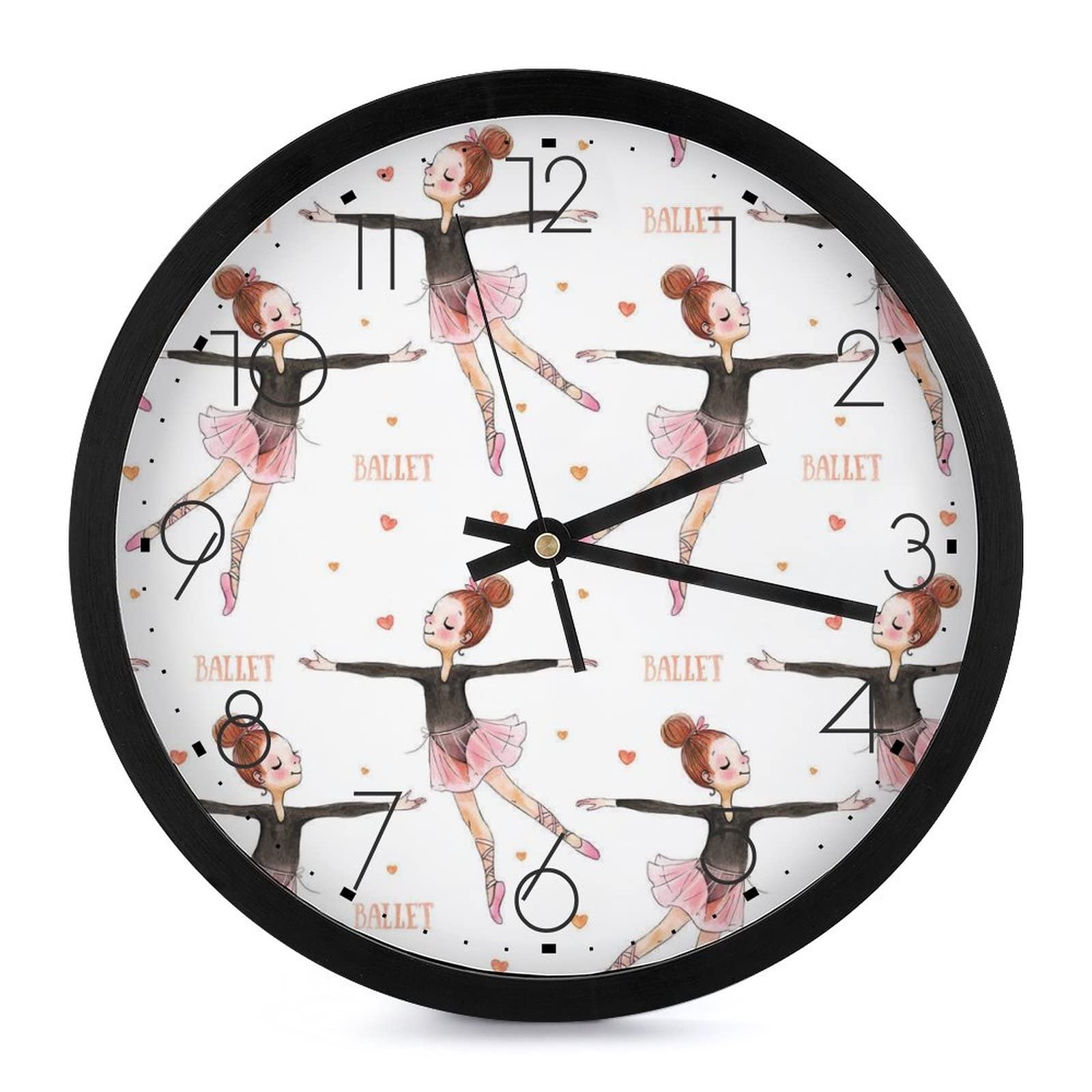 Horloge murale ronde ballerine grands chiffres déco salon cuisine 25cm