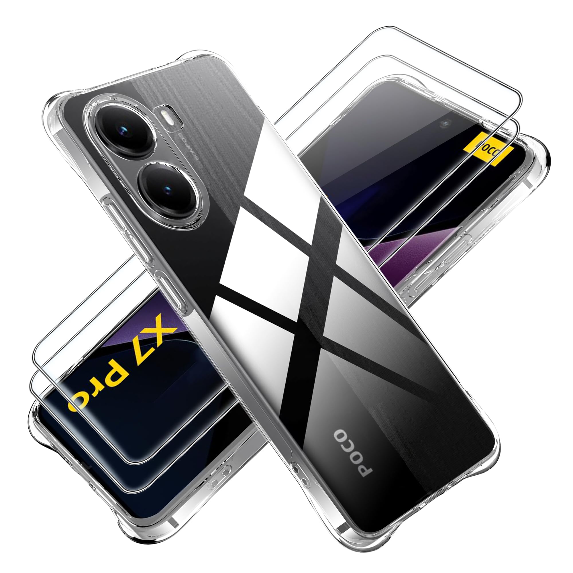 Ivoler Anti-Jaunissement HD Clair Coque Pour Xiaomi Poco X7 Pro 5G, [ Protection Militaire] Mince Transparent Étui De Protection En Silicone Antichoc, Rigide PC Bumper Housse