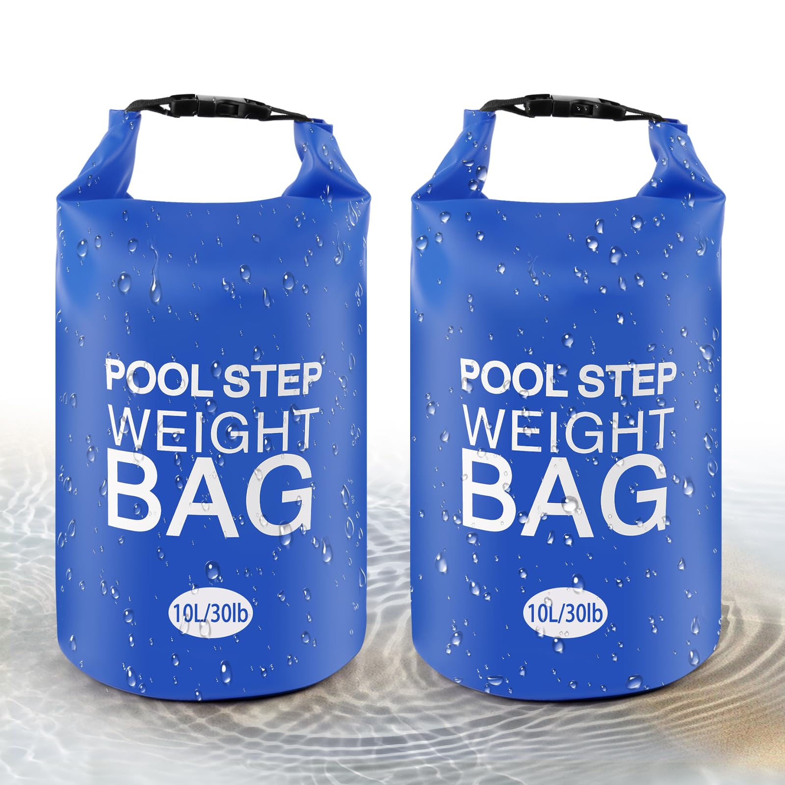 2 Pack 10L Universal Pool Step Weights 500D PVC Waterproof Swimming Pool Ladder Weights No Breaken Above Ground Pool Ladder Sand Bags, Foldable Pool Stair Weights for Pool Steps, Easy Fill Sand(Blue)