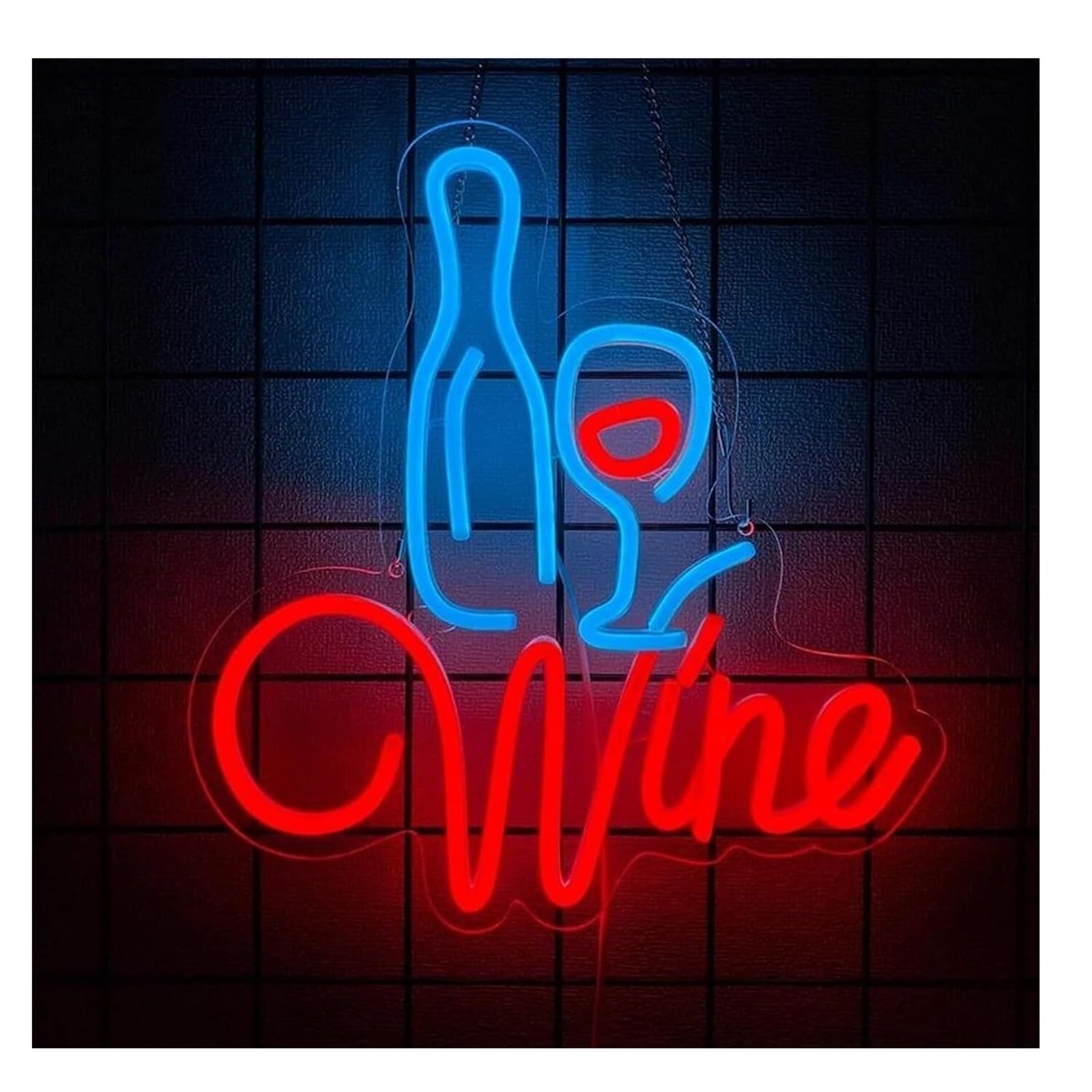 Zynther Neon lamp Soothing Atmosphere Wine Neon Sign with Glass and Light for Bar, Parties, Family Gatherings